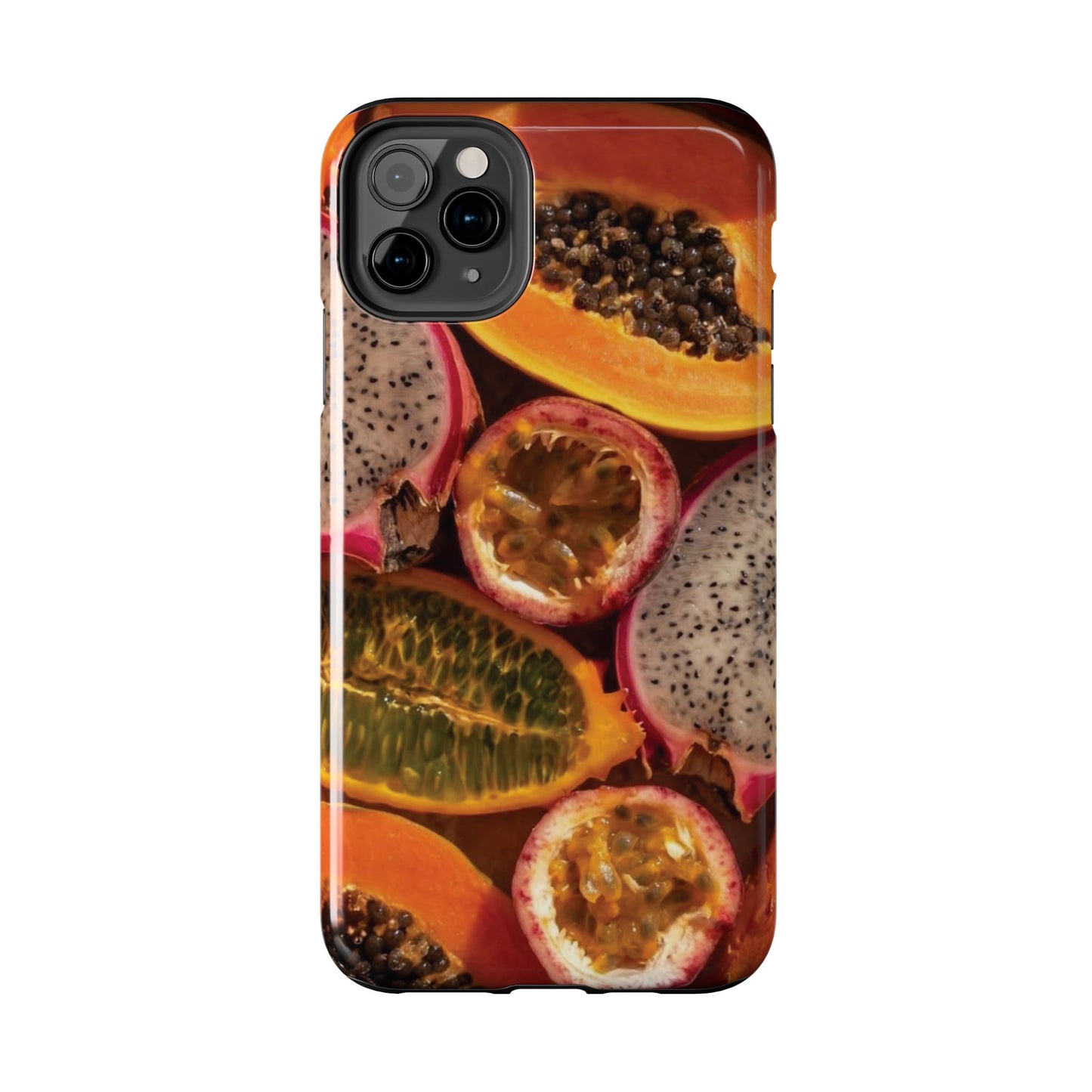 Tropical Fruit Tough Phone Case — Papaya & Dragon Fruit Design