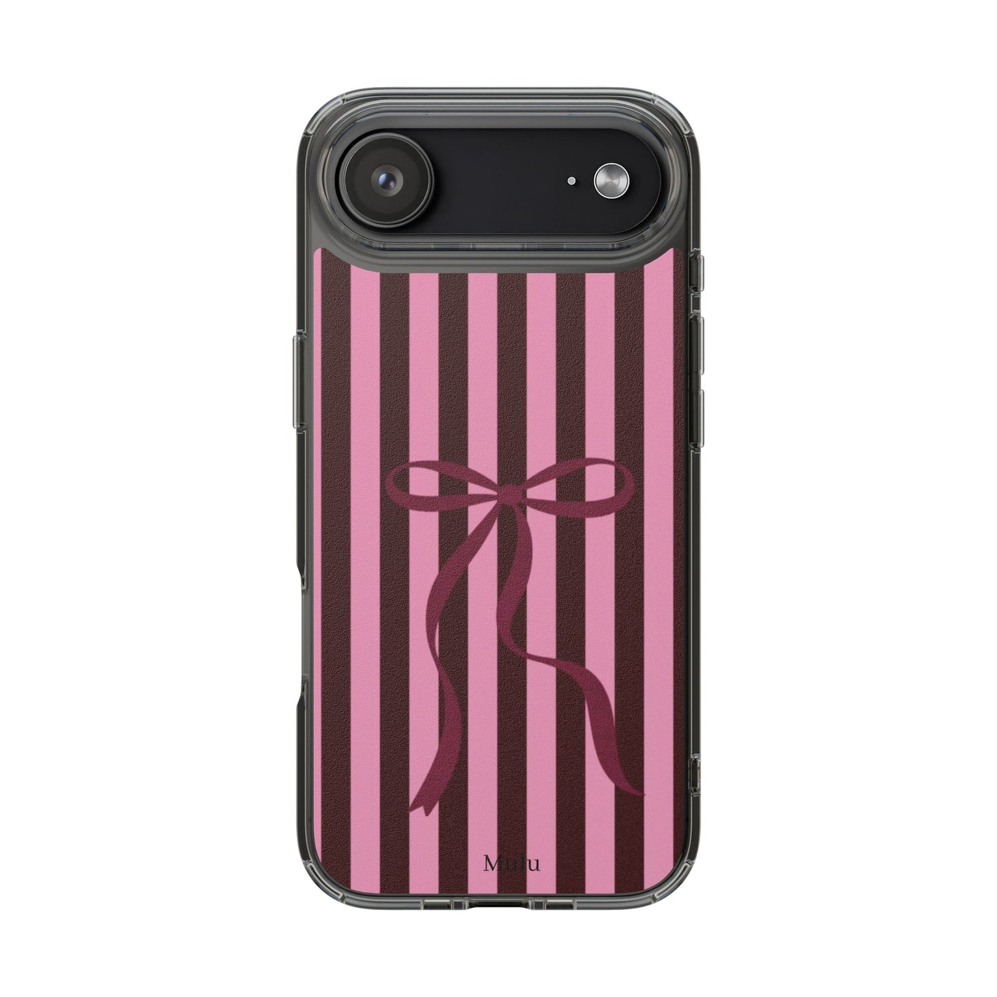 Pink Striped Ribbon Clear Impact-Resistant Phone Case