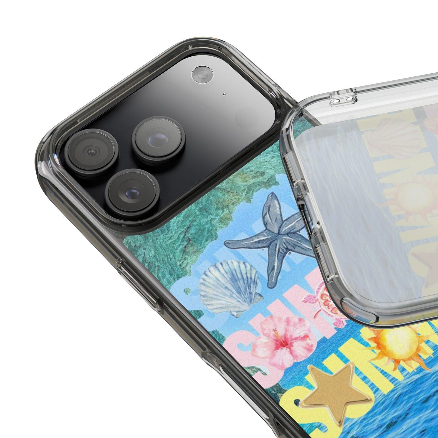 Clear Summer Beach Phone Case — Impact‑Resistant Tropical Design