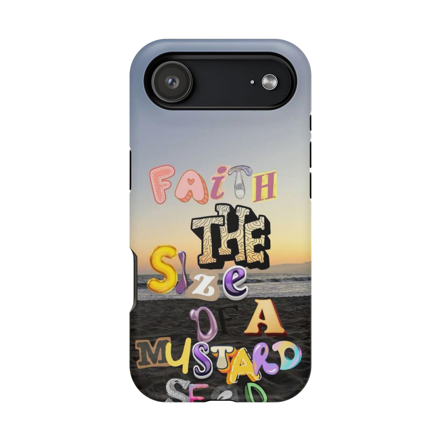 Magnetic Impact-Resistant Phone Case — "Faith the Size of a Mustard Seed" Sunset Design