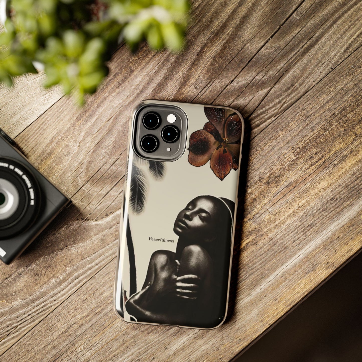Tough Phone Case — "Peacefulness" Artistic Black Woman Floral Design