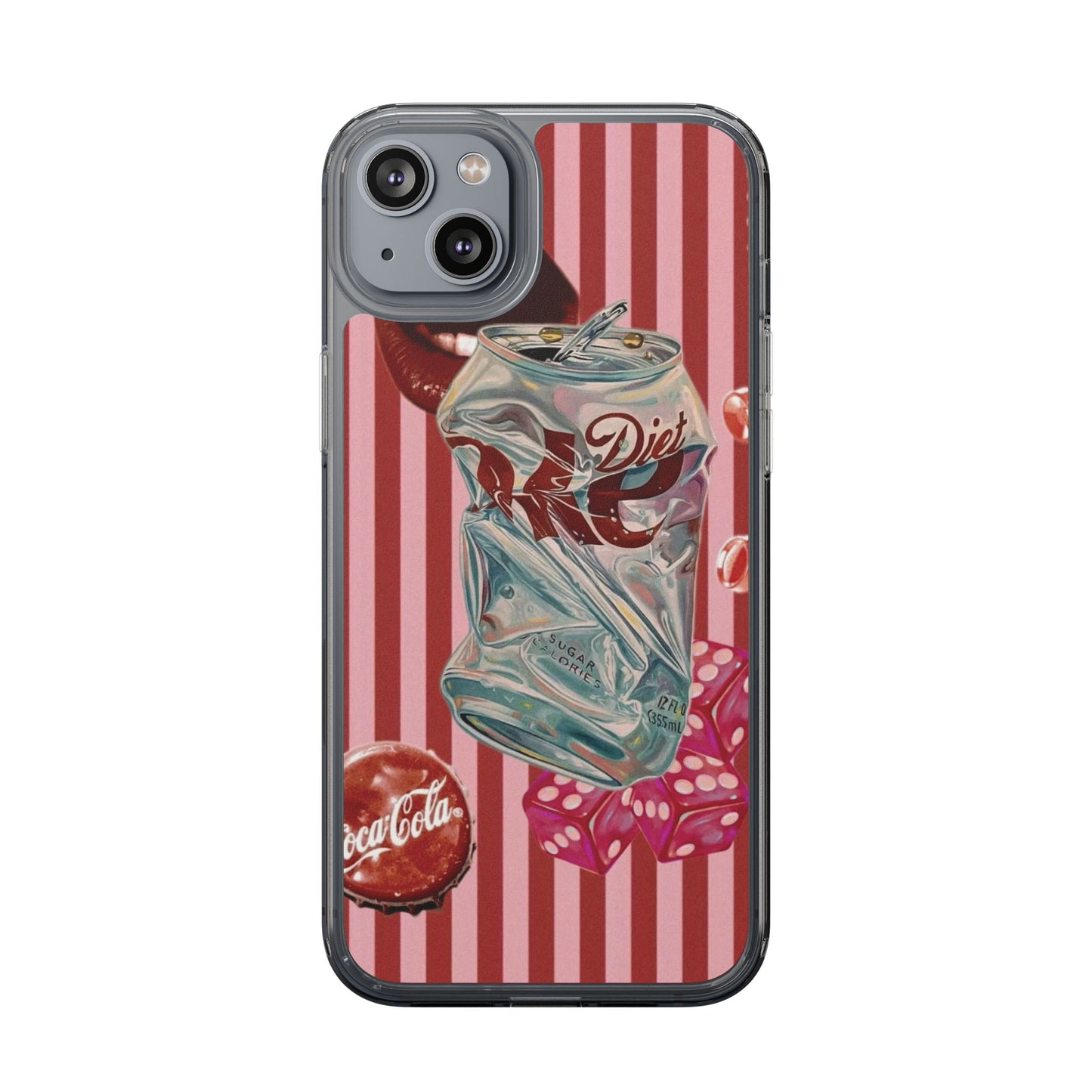 Diet Cola Crush Clear Phone Case – Retro Soda Pop Design