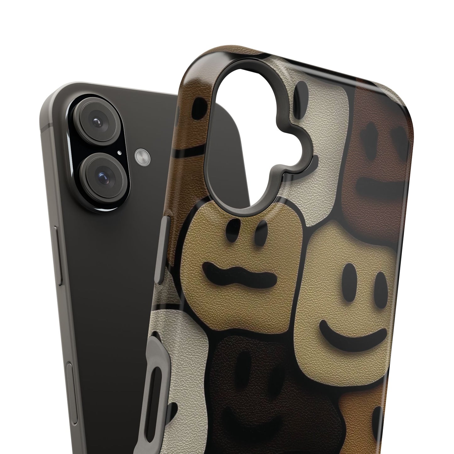 Magnetic Impact-Resistant Case — Brown Smiley Tile Phone Cover