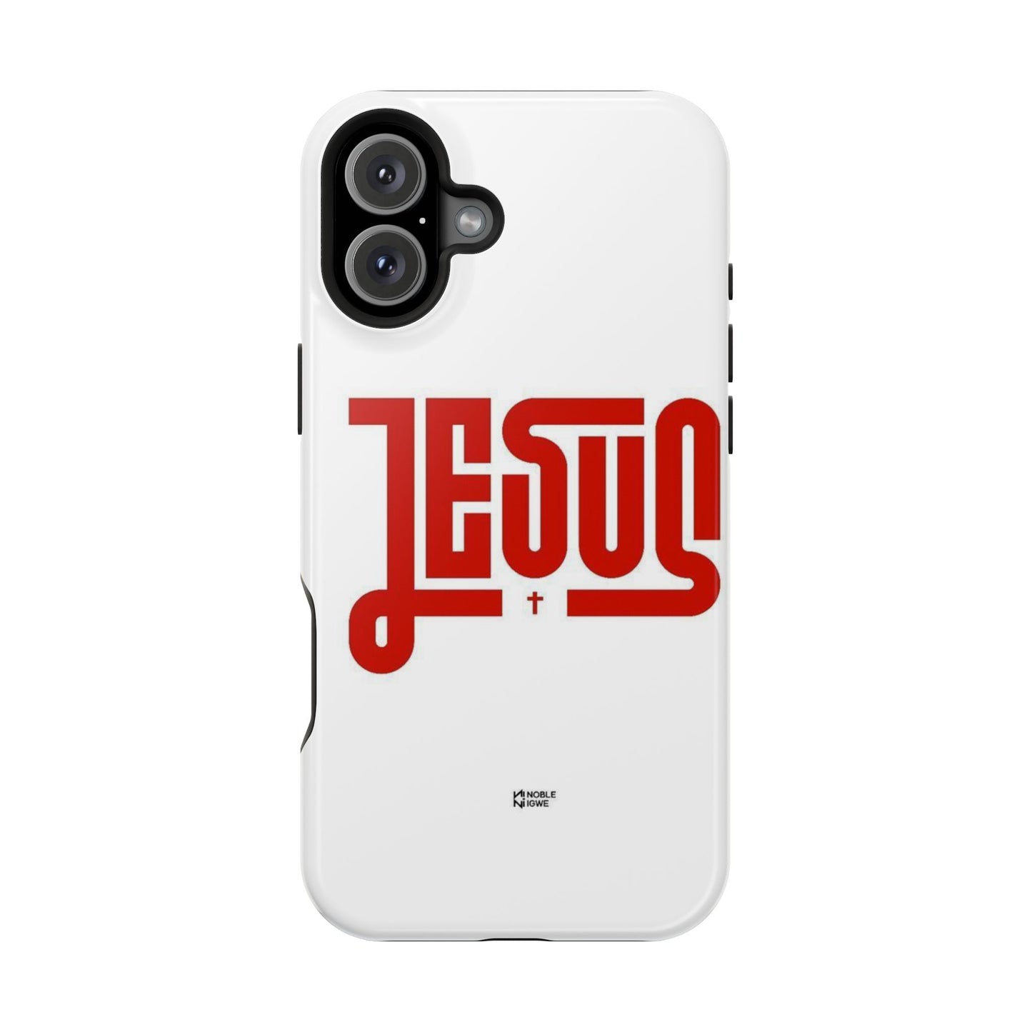 Jesus Magnetic Impact‑Resistant Phone Case — Bold Red Script Christian iPhone Cover
