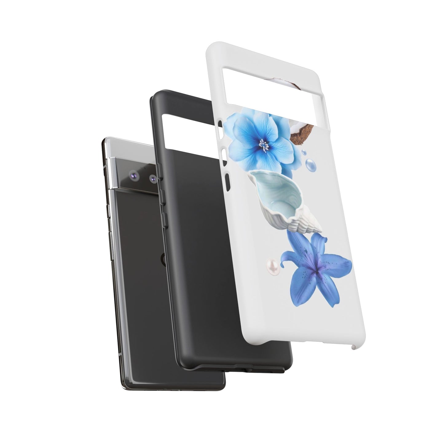 Tropical Blue Floral Phone Case — Coconut, Shell & Starfish Design