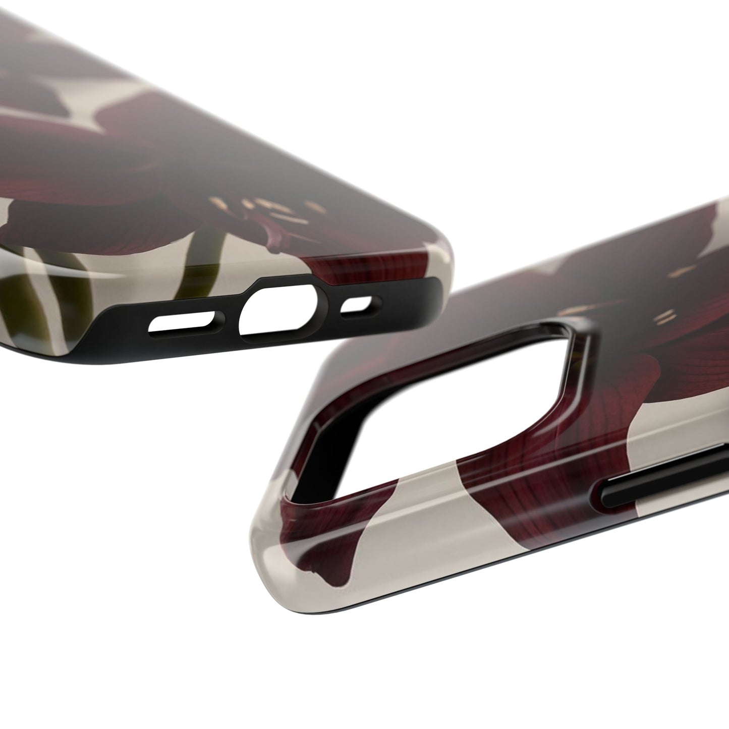 Amaryllis Noir Tough Phone Case — Dark Burgundy Floral Protective Cover