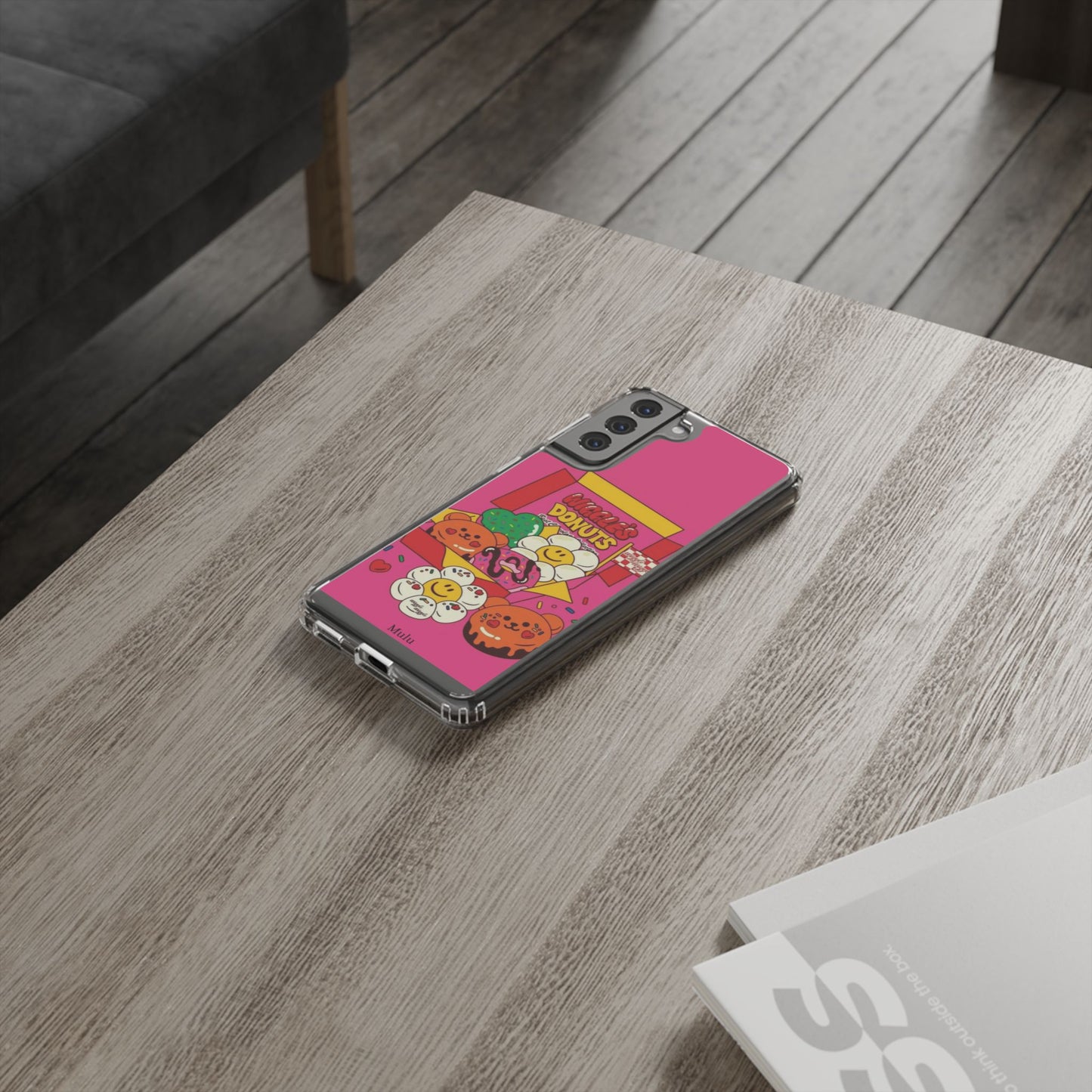 Donut Box Cute Phone Case — Clear Impact‑Resistant iPhone Cover with Smiling Donuts