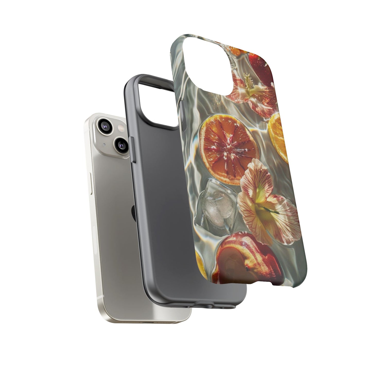 Citrus & Hibiscus Protective Phone Case – Summer Fruit Water Print Tough Case