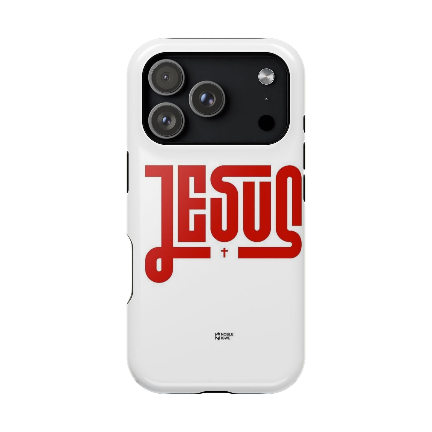 Jesus Magnetic Impact‑Resistant Phone Case — Bold Red Script Christian iPhone Cover