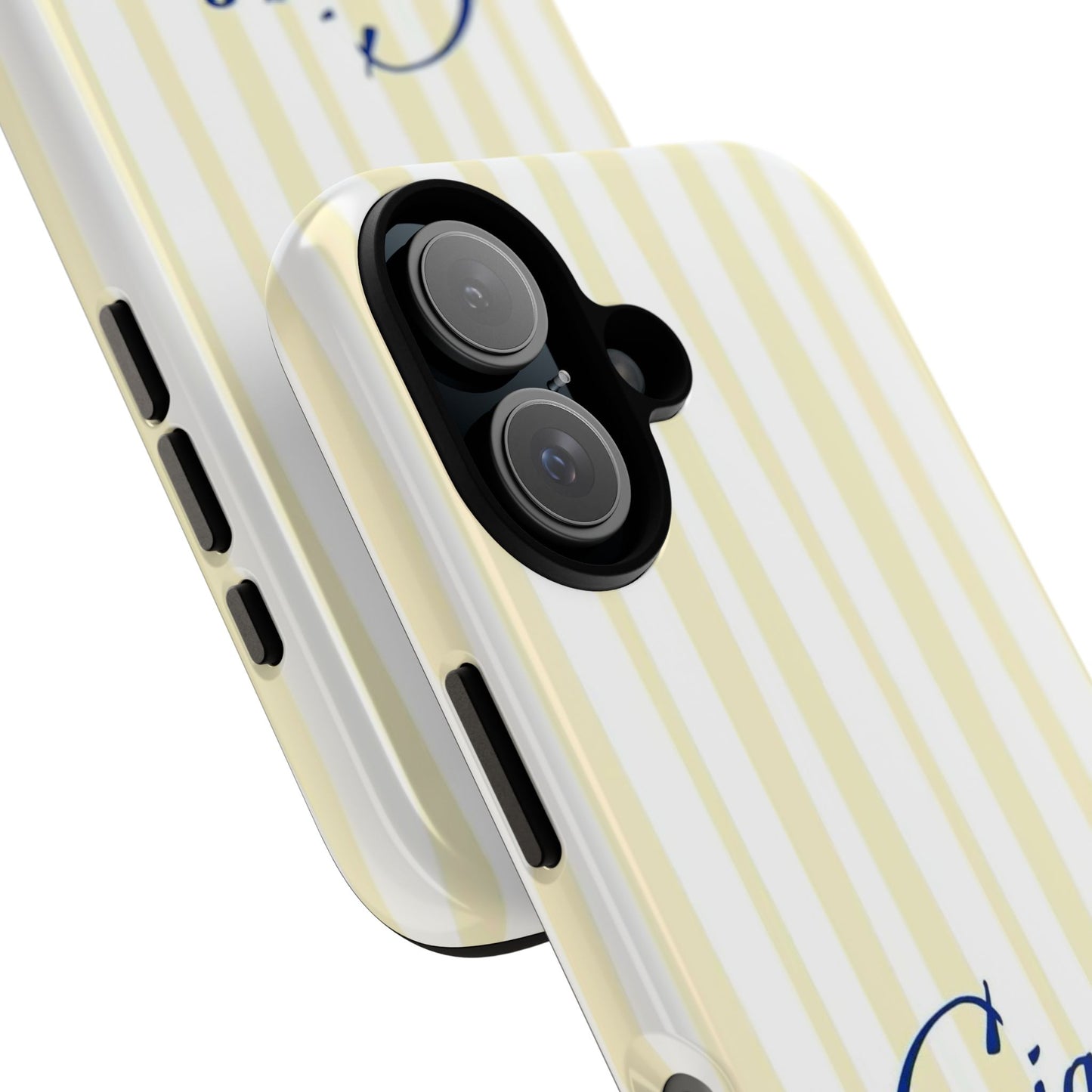 Ciao Bella Phone Case – Striped Elegant Italian Script Protective Cover