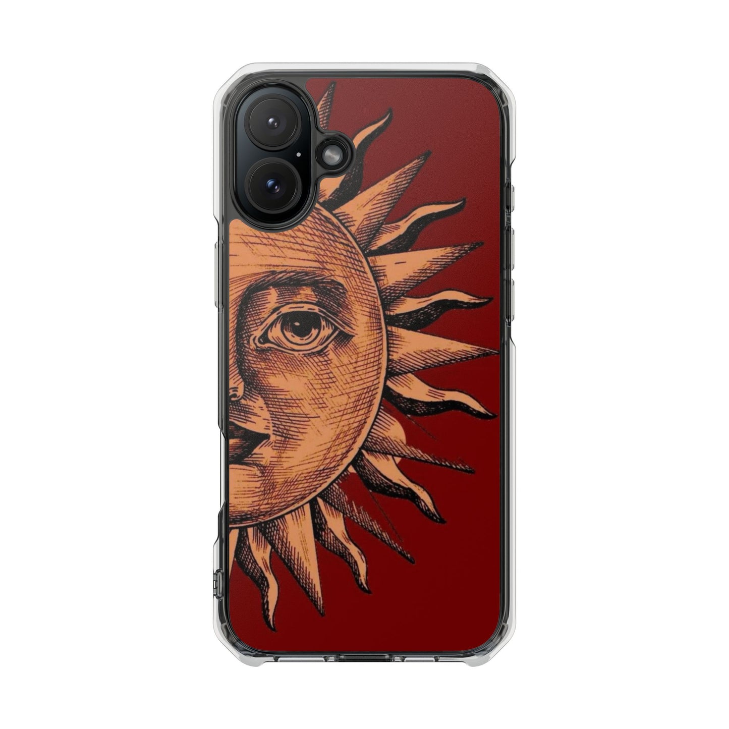 Vintage Sun Illustration Magnetic Clear Impact Phone Case