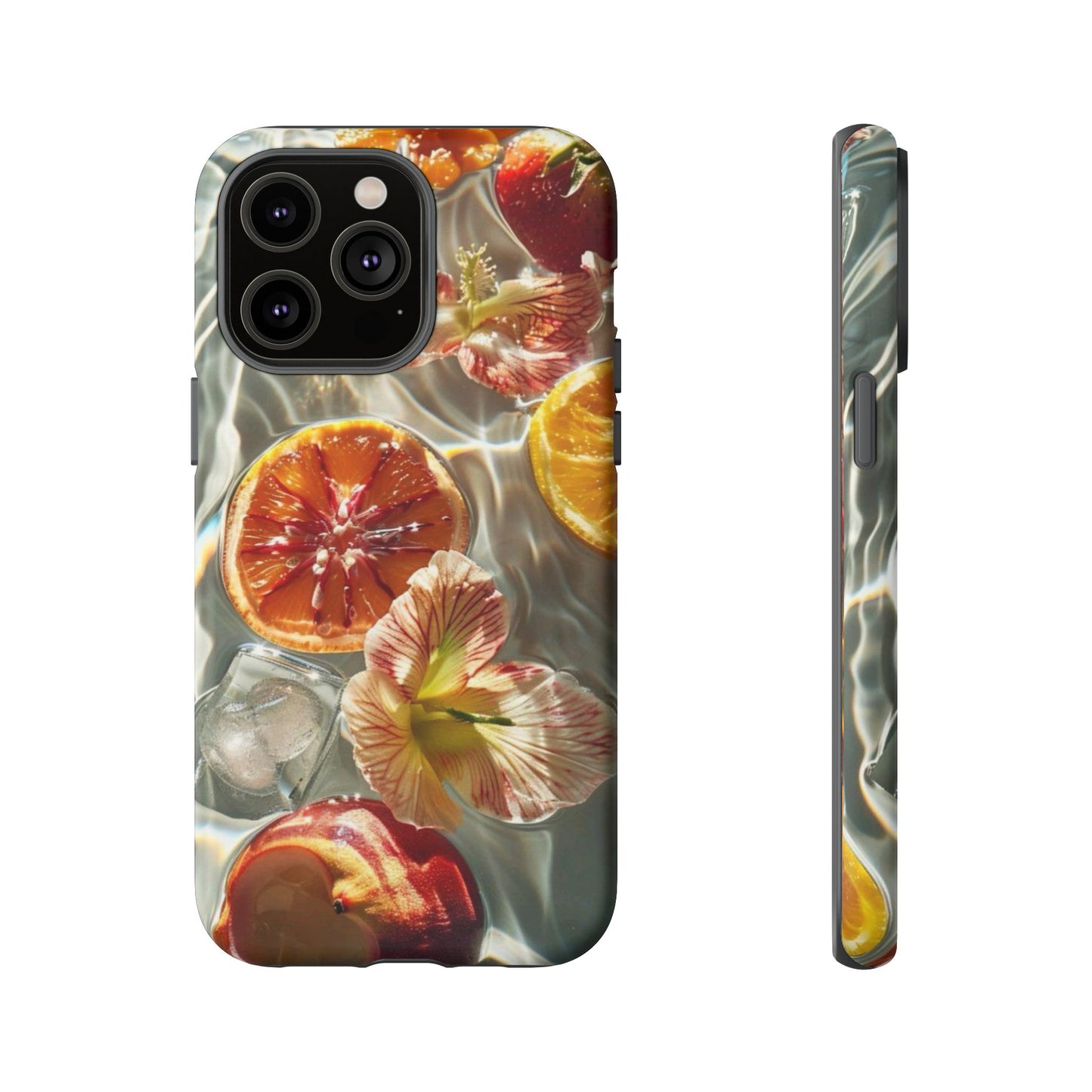 Citrus & Hibiscus Protective Phone Case – Summer Fruit Water Print Tough Case