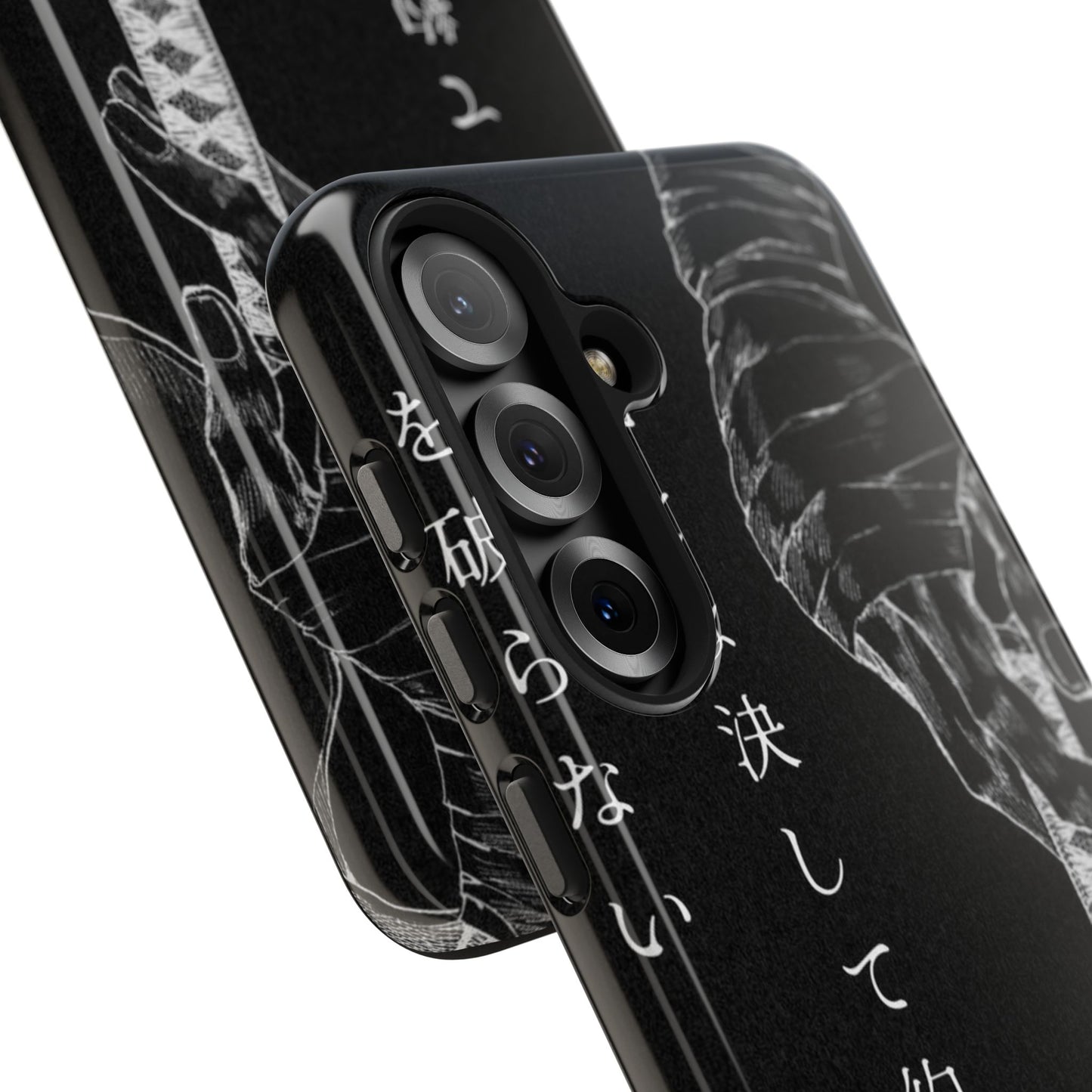 Samurai Vow Tough Phone Case — Black Katana Design with Japanese Text