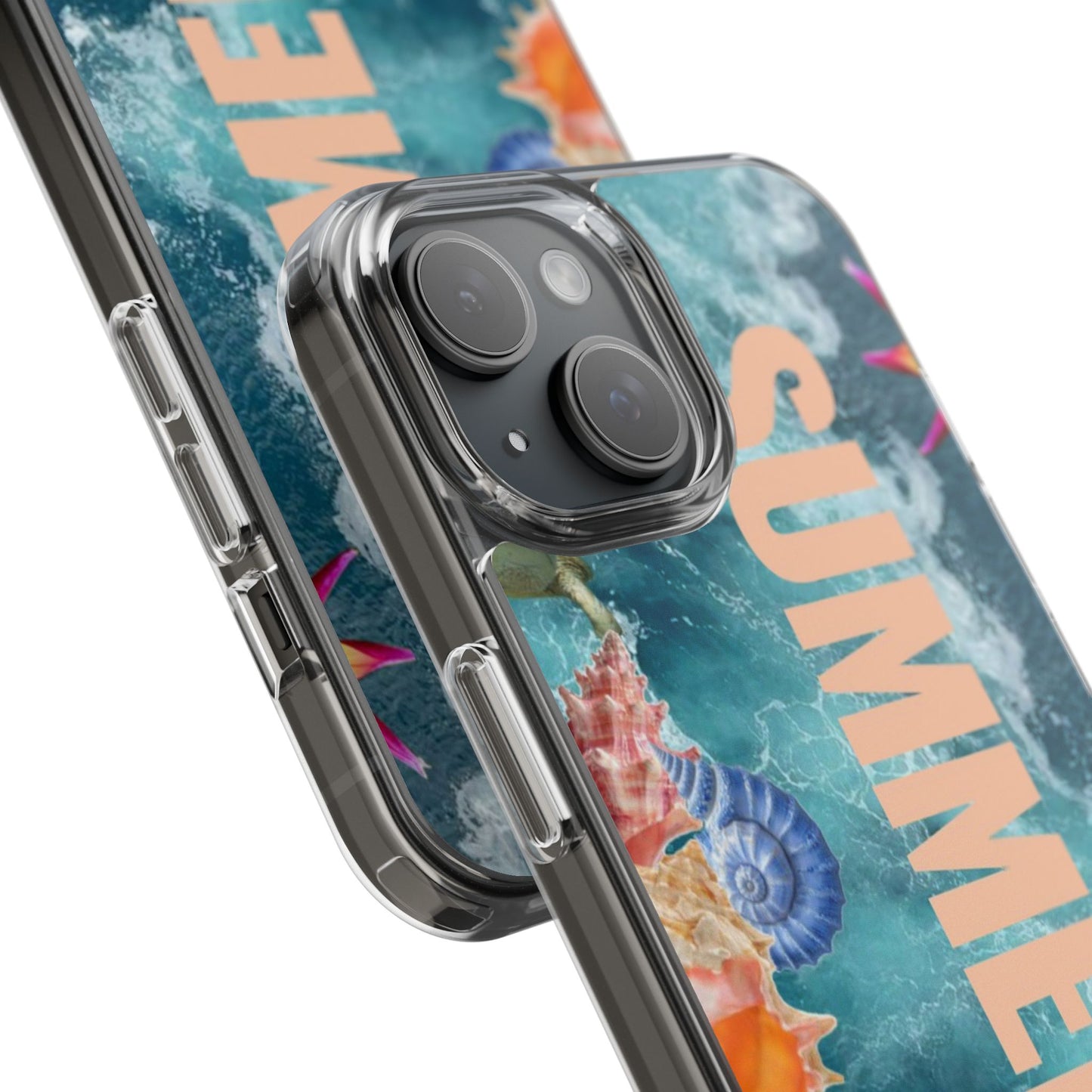 Summer Floral Clear Impact Phone Case — "SUMMER" Tropical Hibiscus Design