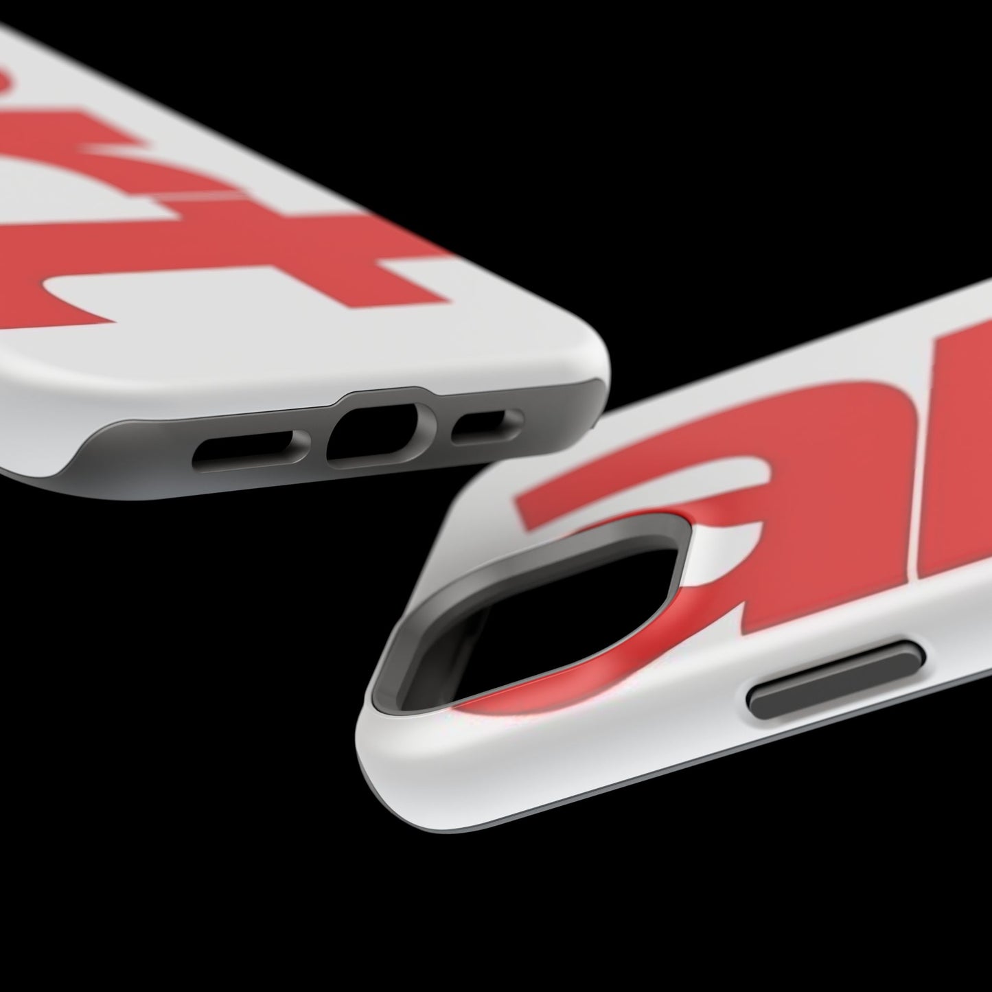 Magnetic Impact-Resistant Phone Case — Bold Red Typographic Design
