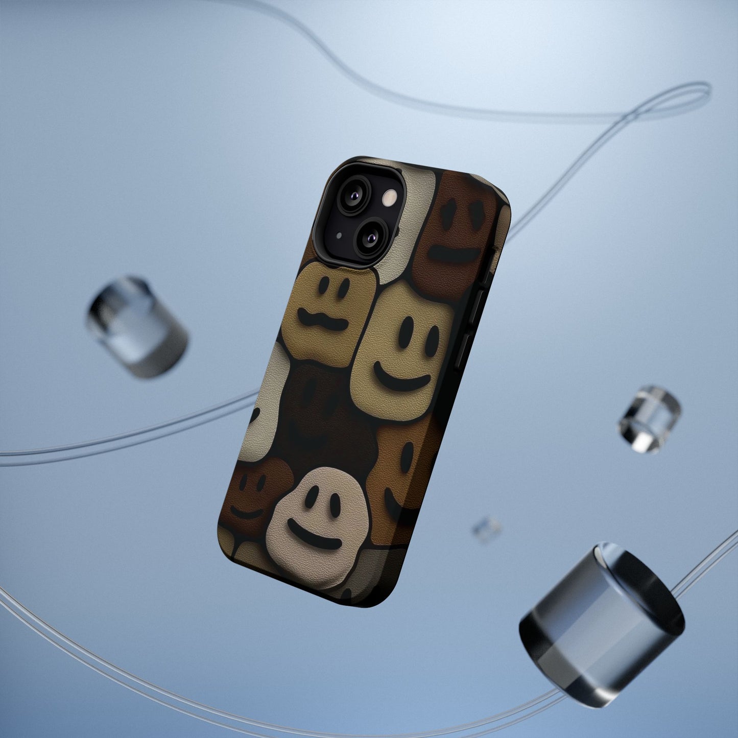 Magnetic Impact-Resistant Case — Brown Smiley Tile Phone Cover
