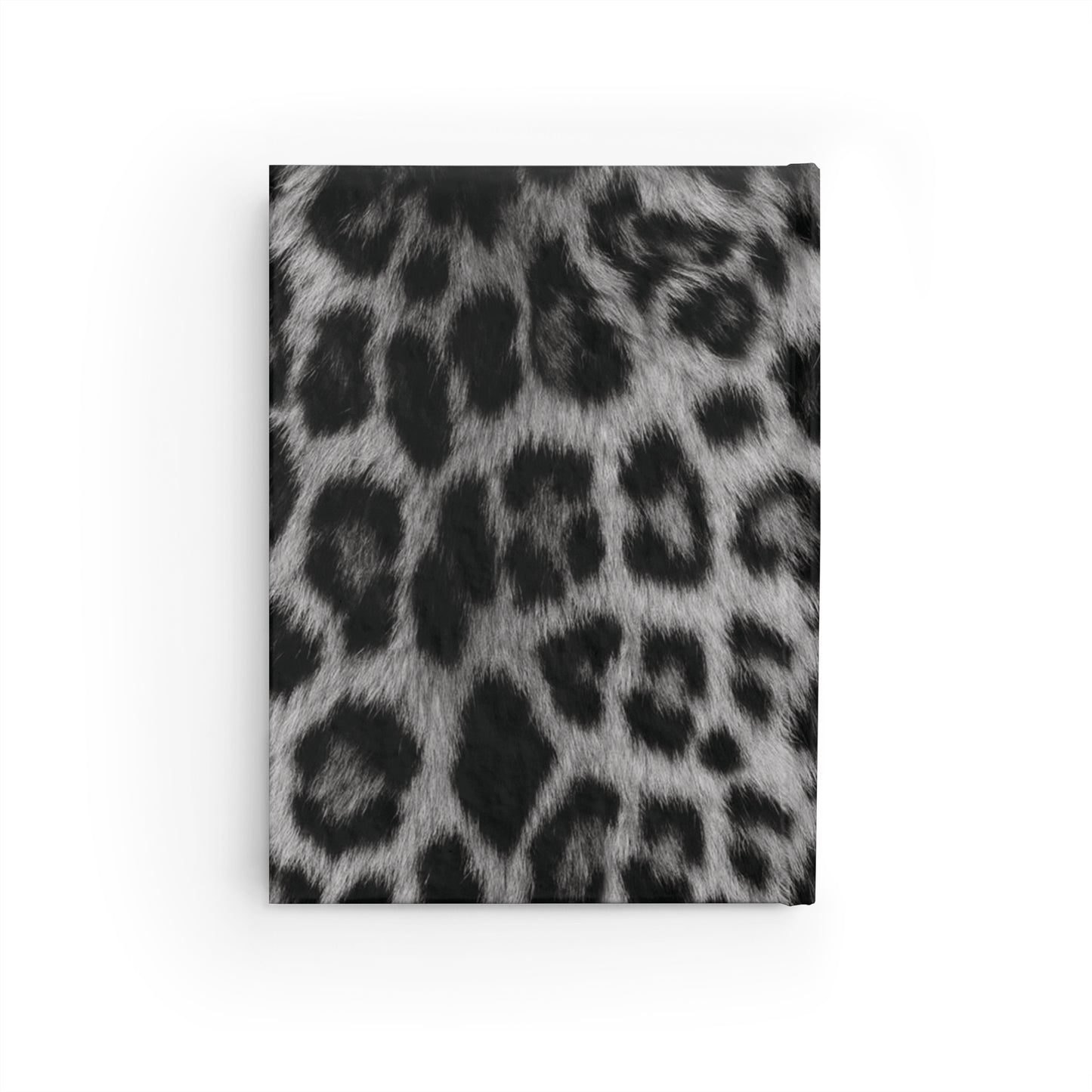 Leopard Print Ruled Journal — Black & Gray Faux Fur Notebook for Notes & Daily Planning