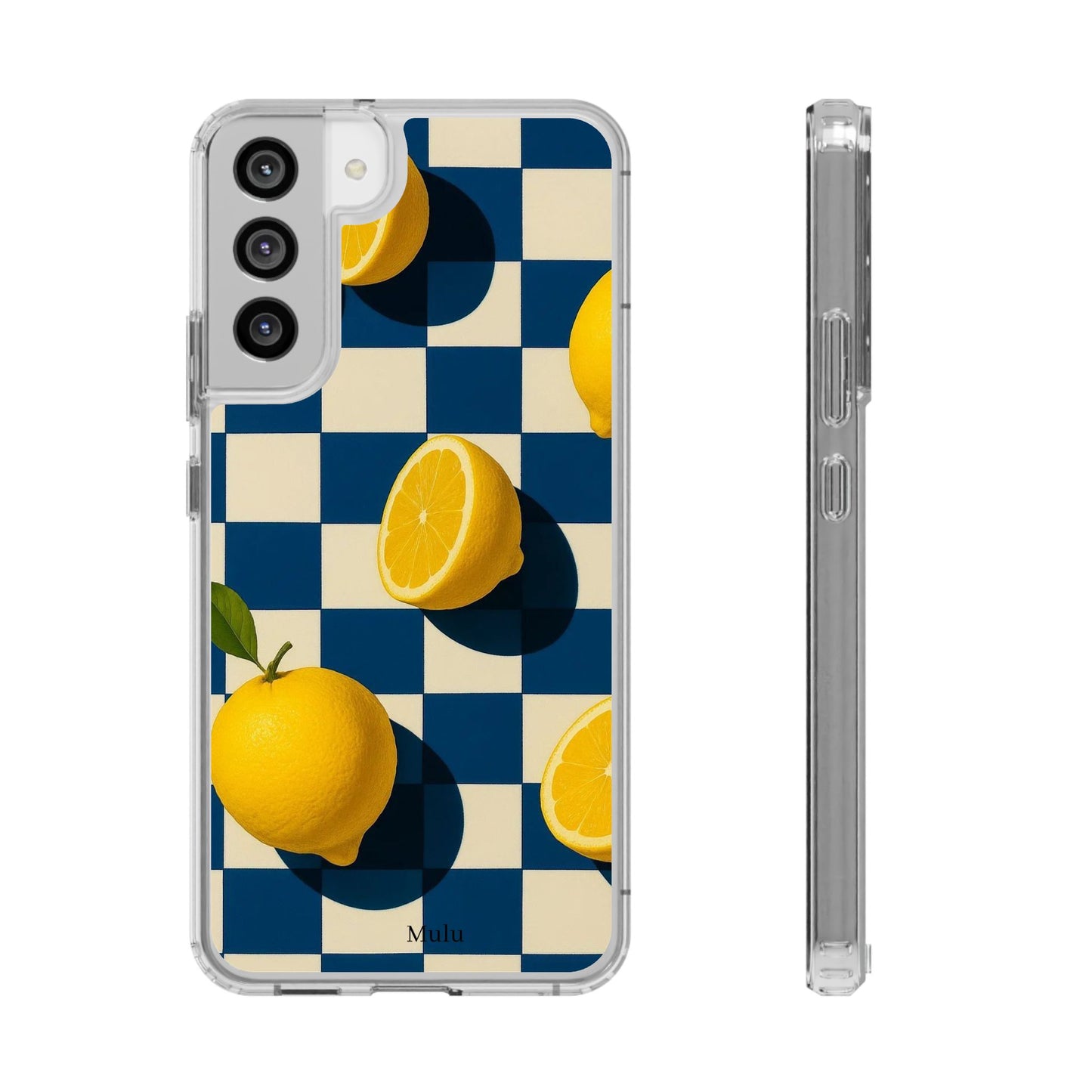 Clear Impact-Resistant Case — Retro Checkered Lemons Phone Case