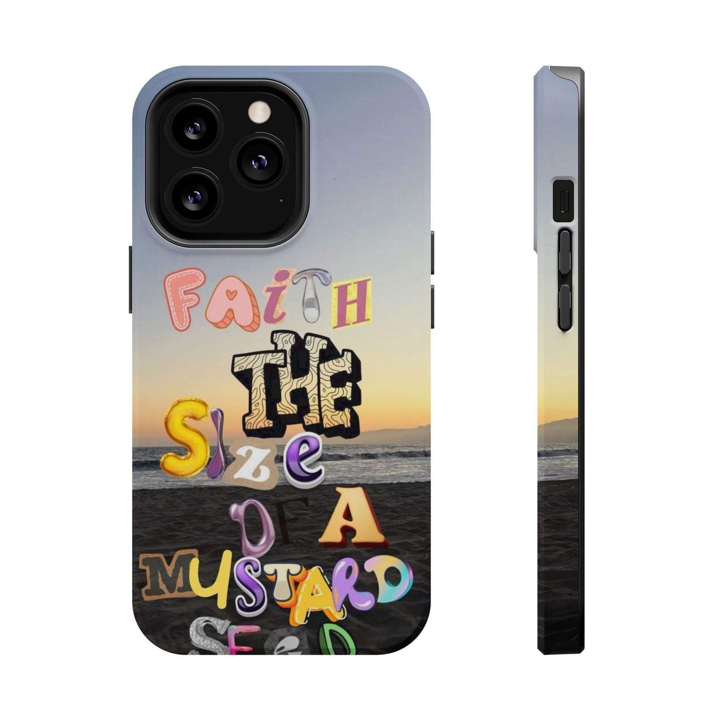 Magnetic Impact-Resistant Phone Case — "Faith the Size of a Mustard Seed" Sunset Design