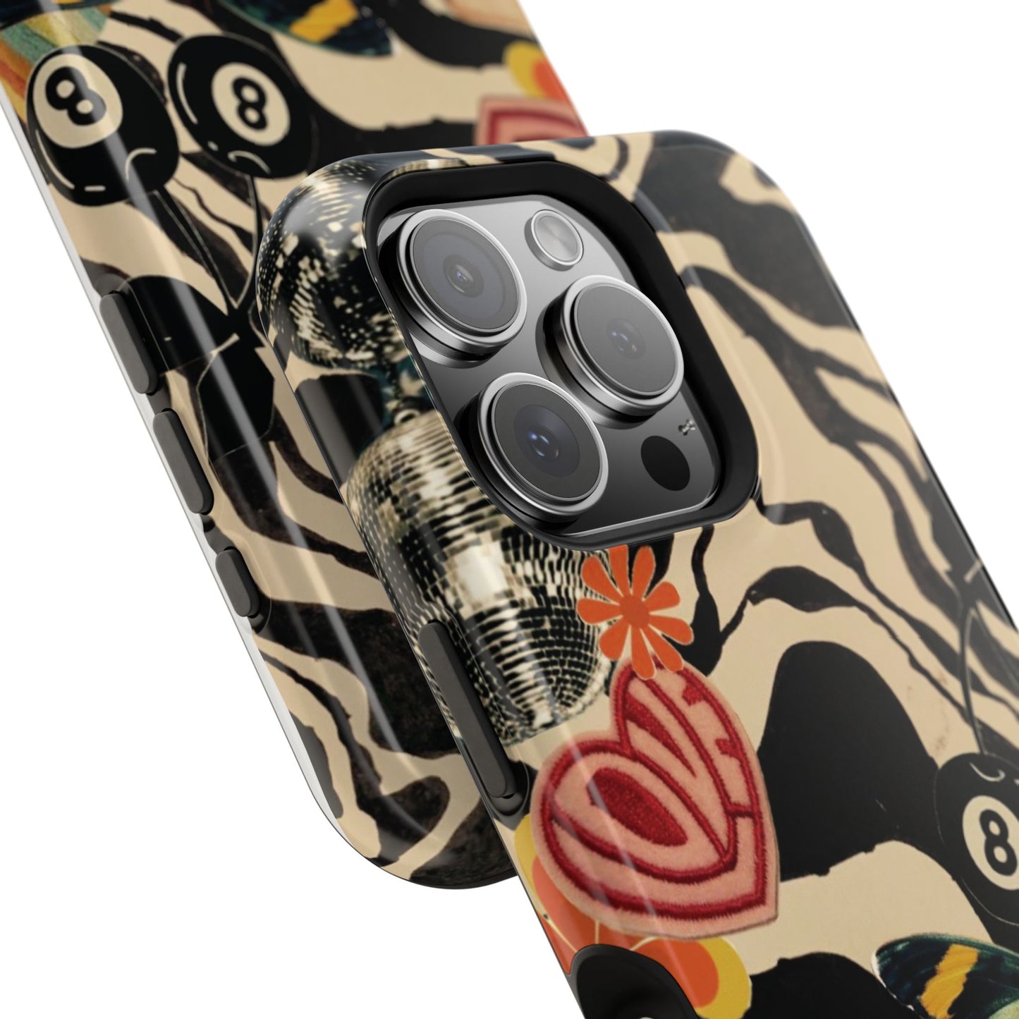 Phone Case — Retro Collage Magnetic Impact-Resistant Case with Butterfly & Zebra Print