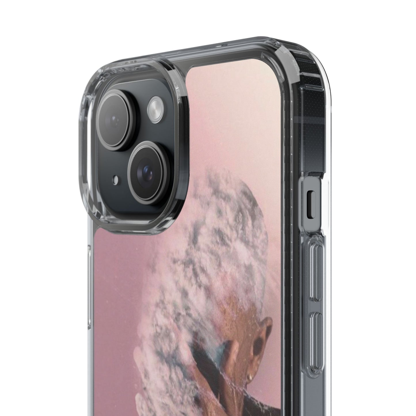 Clear Phone Case — Pink Floral Smoke Art iPhone Case