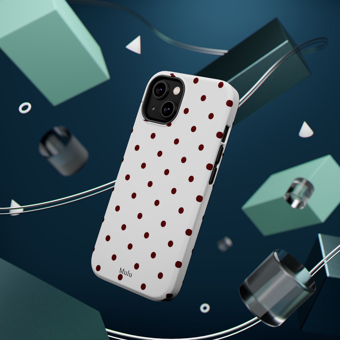 Polka Dot Magnetic Impact-Resistant Phone Case — Red Dots on White