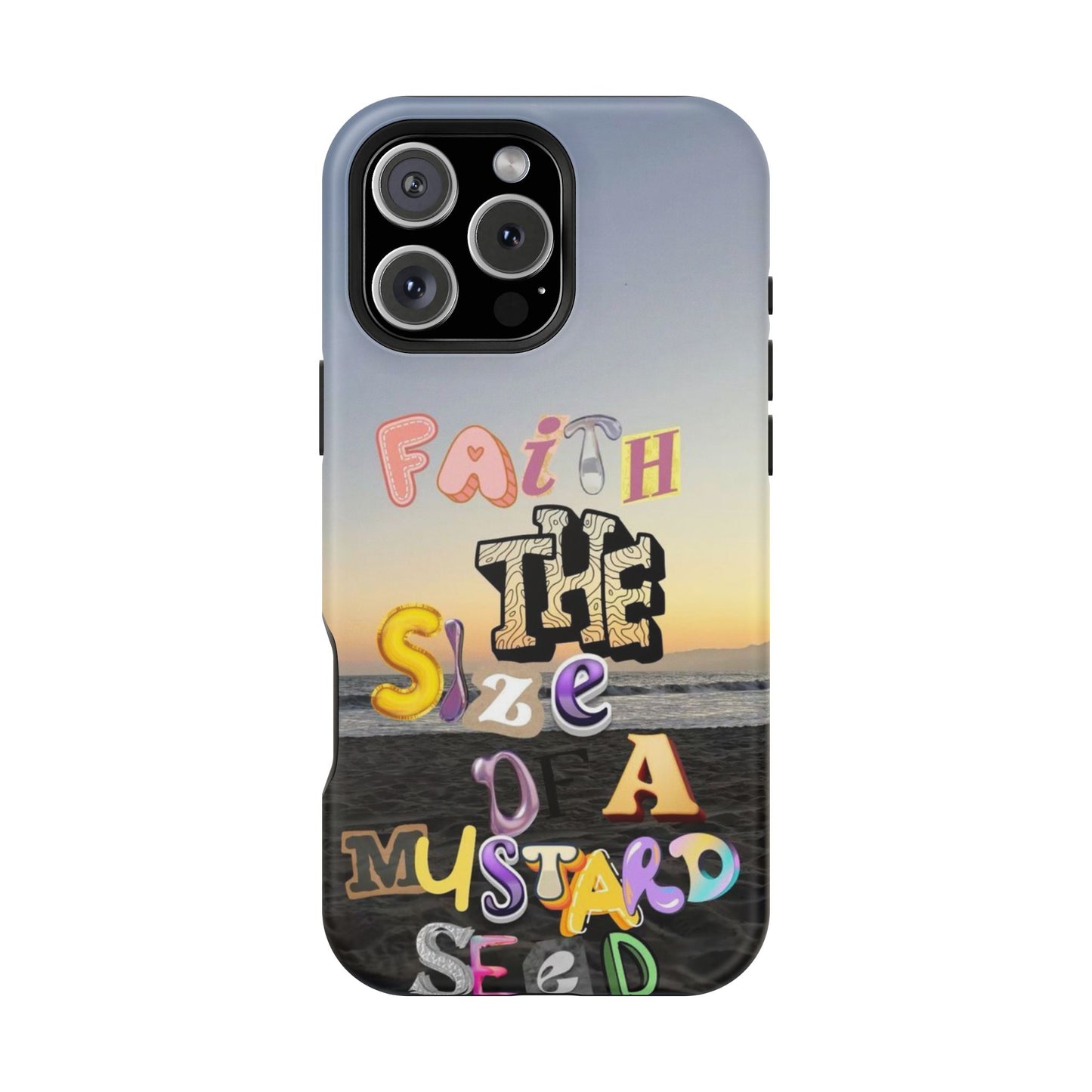 Magnetic Impact-Resistant Phone Case — "Faith the Size of a Mustard Seed" Sunset Design