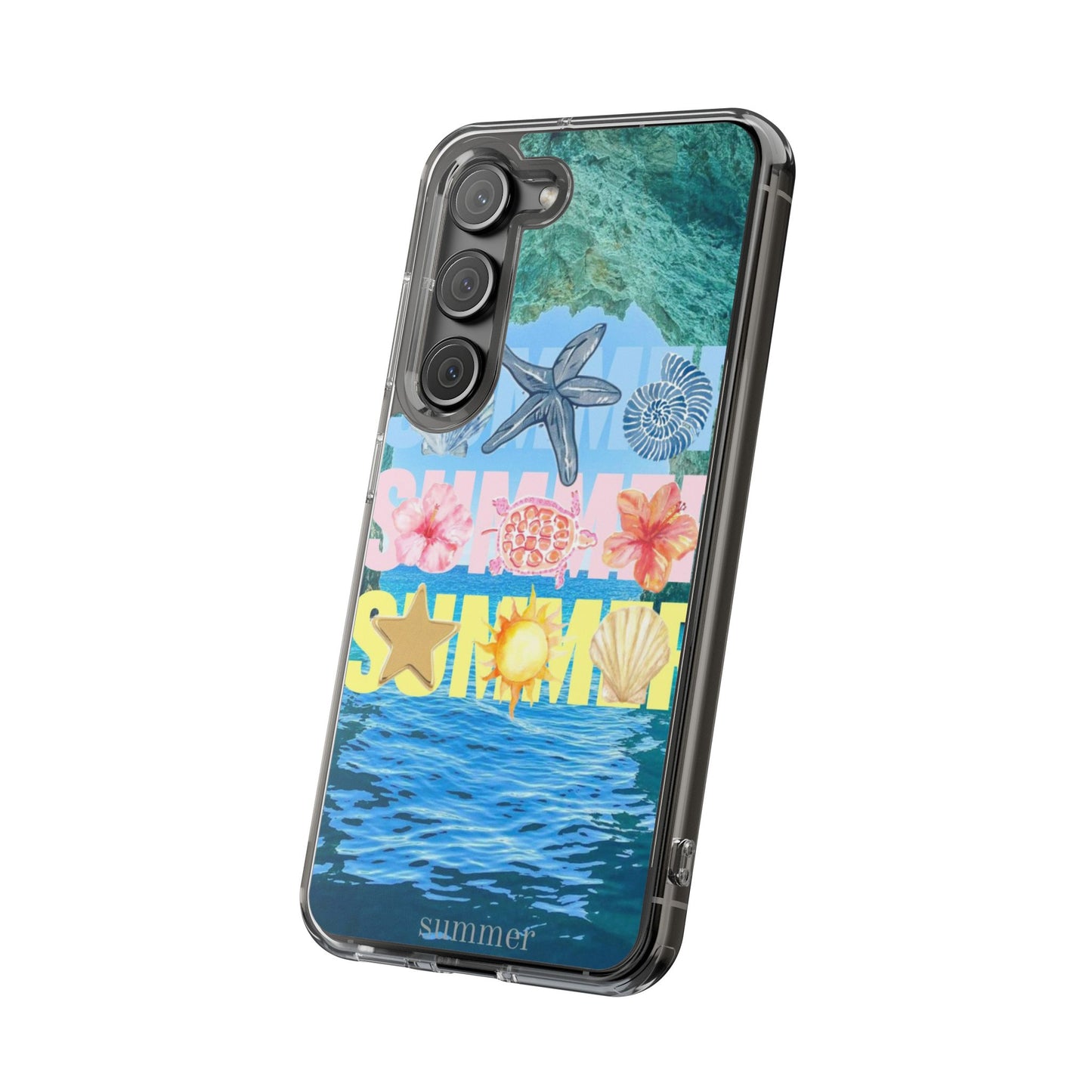 Clear Summer Beach Phone Case — Impact‑Resistant Tropical Design