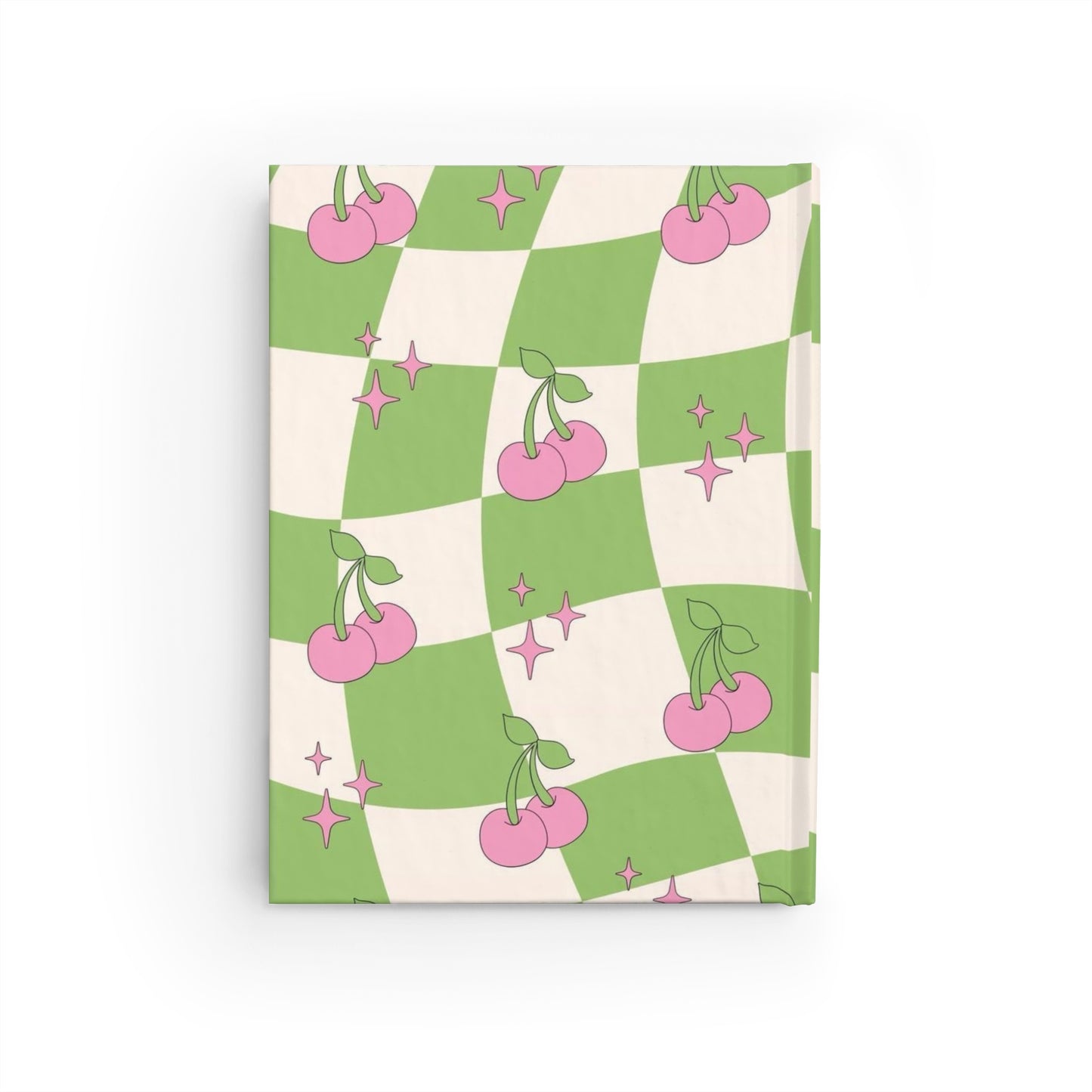 Cherry Checkerboard Ruled Journal — Pink & Green Retro Notebook