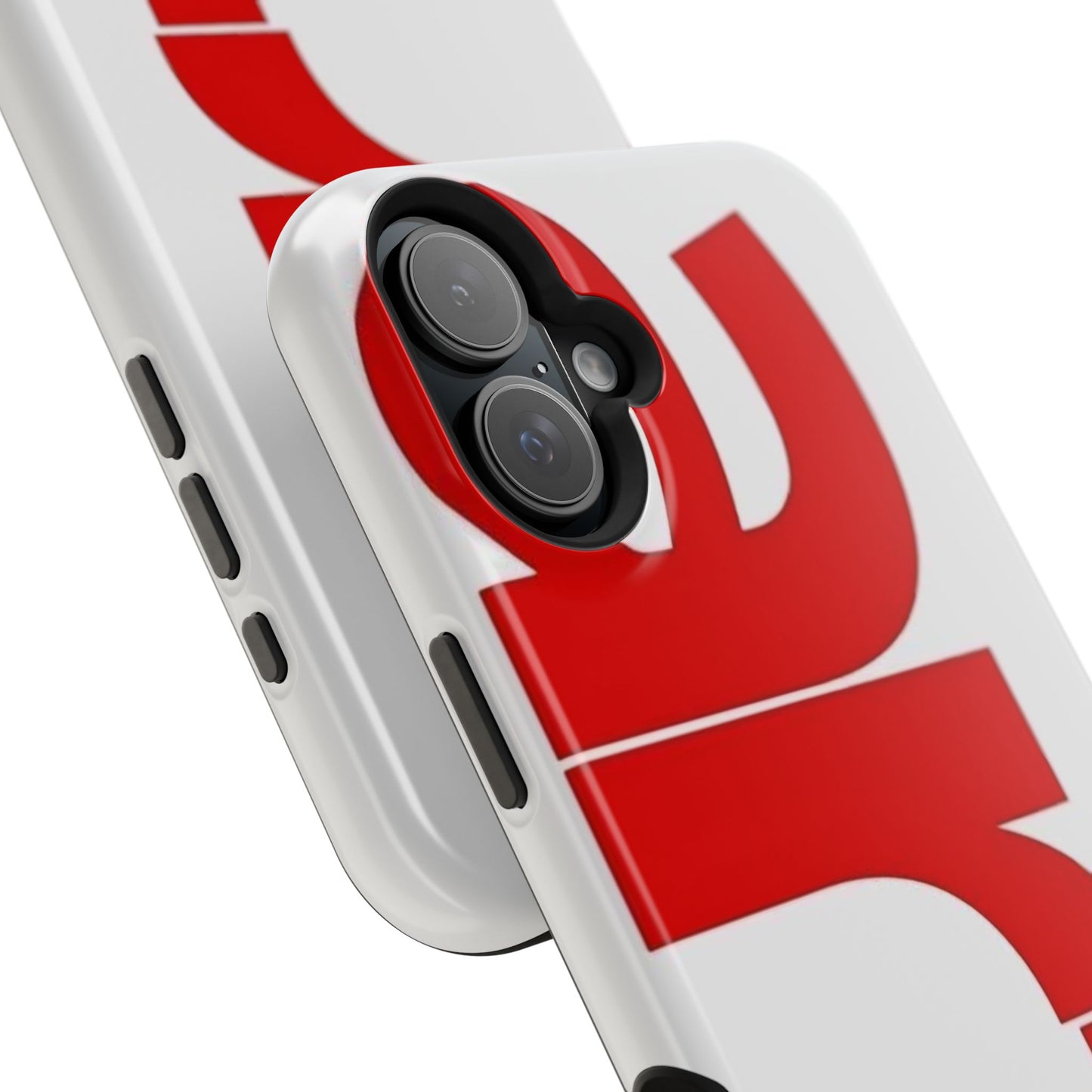 Magnetic Impact-Resistant Phone Case — Bold Red Typographic Design