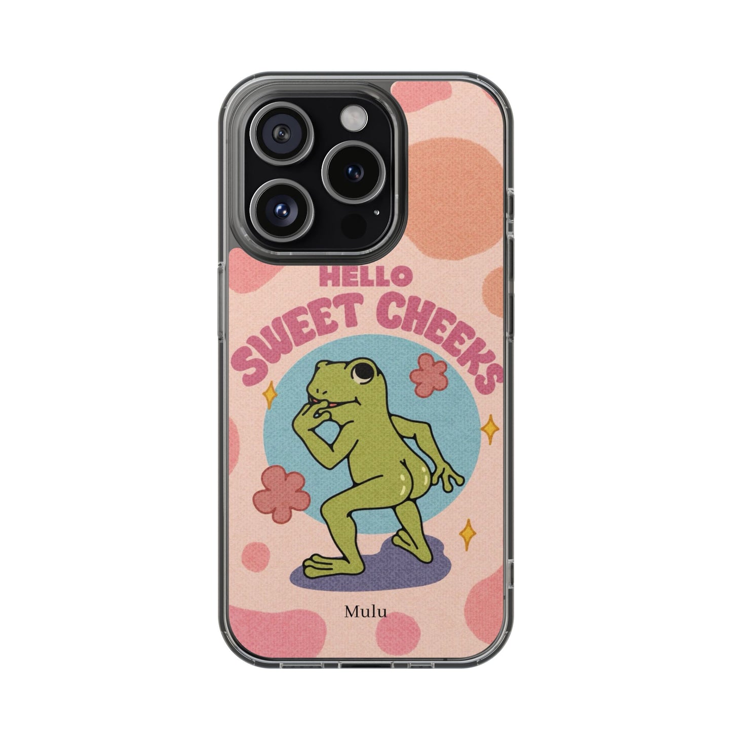 Clear Impact Phone Case — "Hello Sweet Cheeks" Retro Frog Design