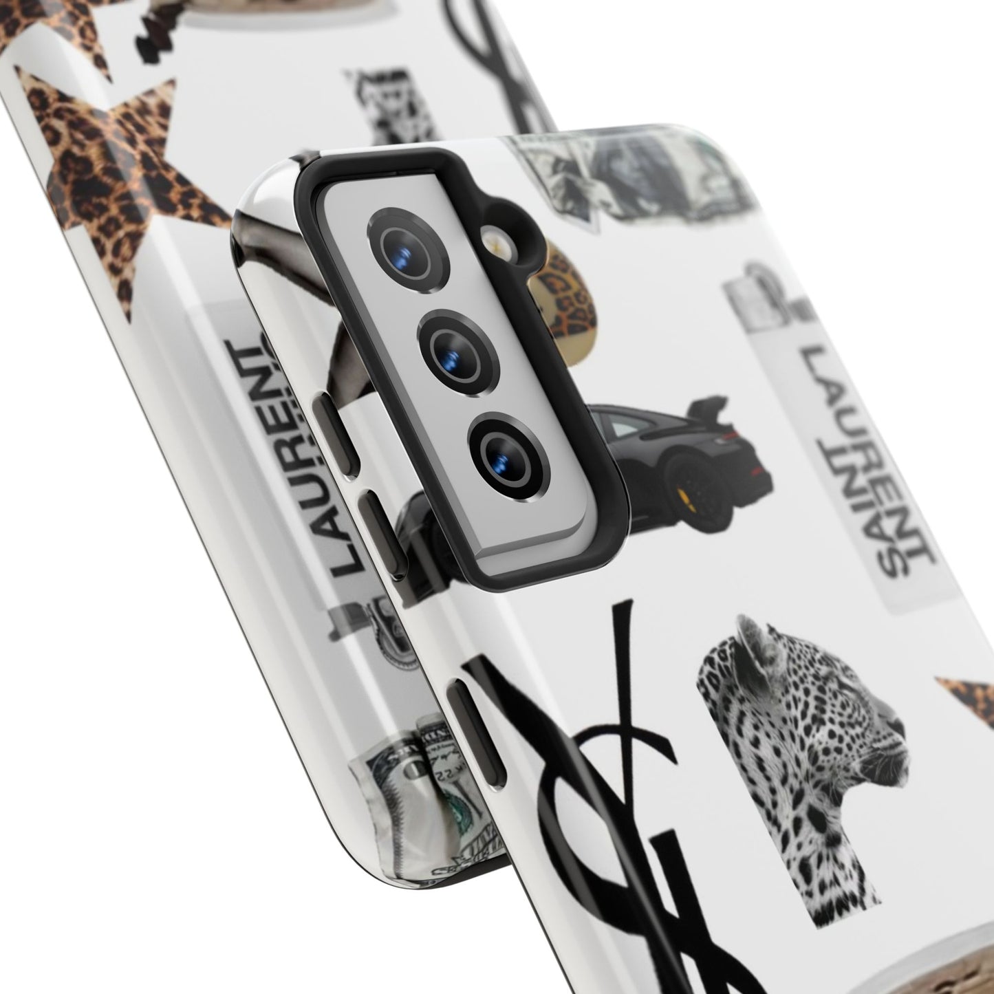 Tough Phone Case — Luxe Fashion Collage with Leopard, Martini & Kiss Print