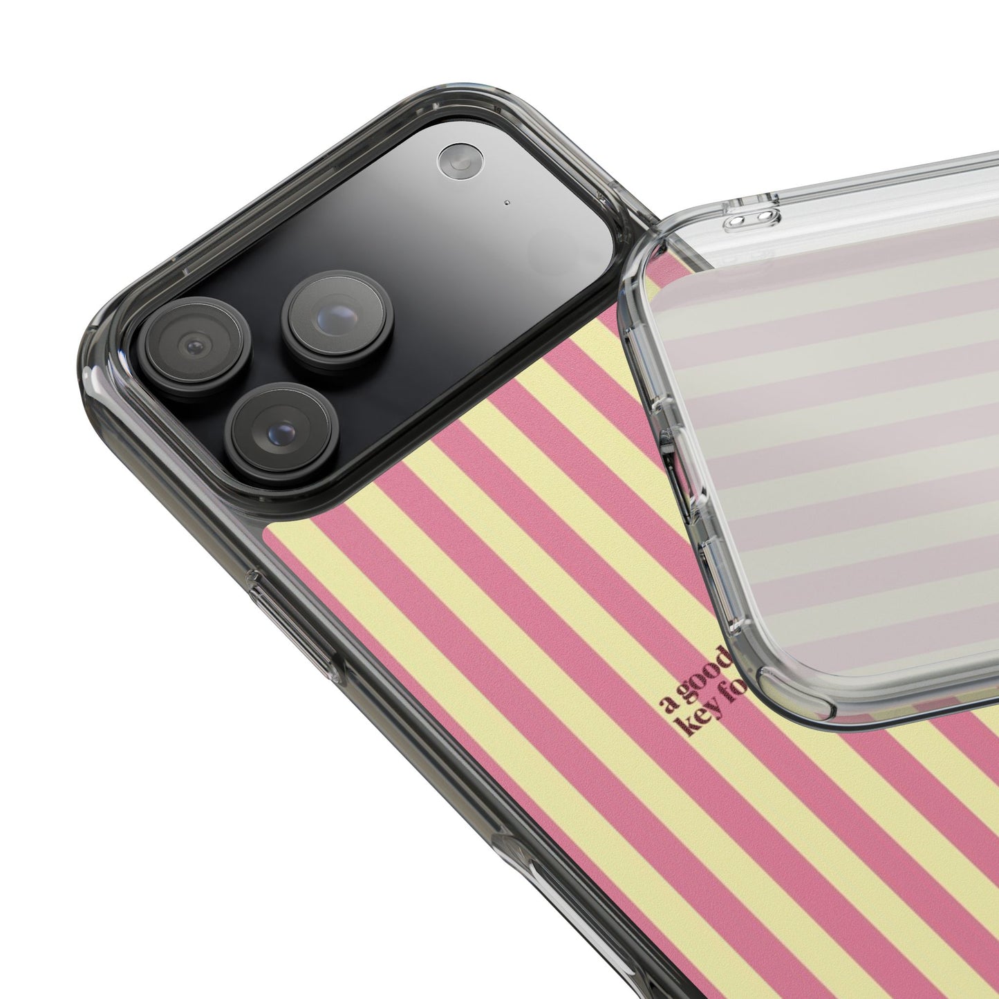 Striped Clear Phone Case — "A Good Mindset Is Key for a Good Life" Motivational iPhone Case