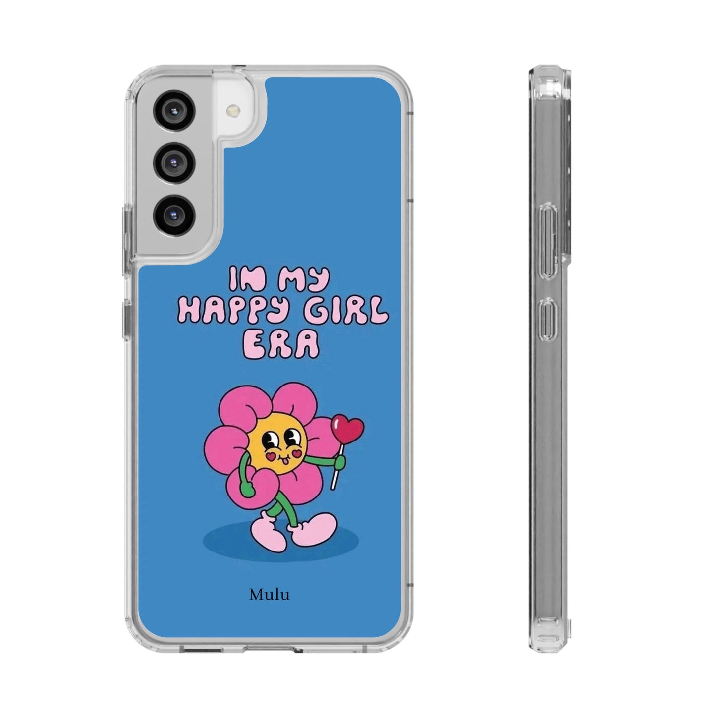 Clear Impact-Resistant Phone Case — “I’m My Happy Girl Era” Cute Flower Design