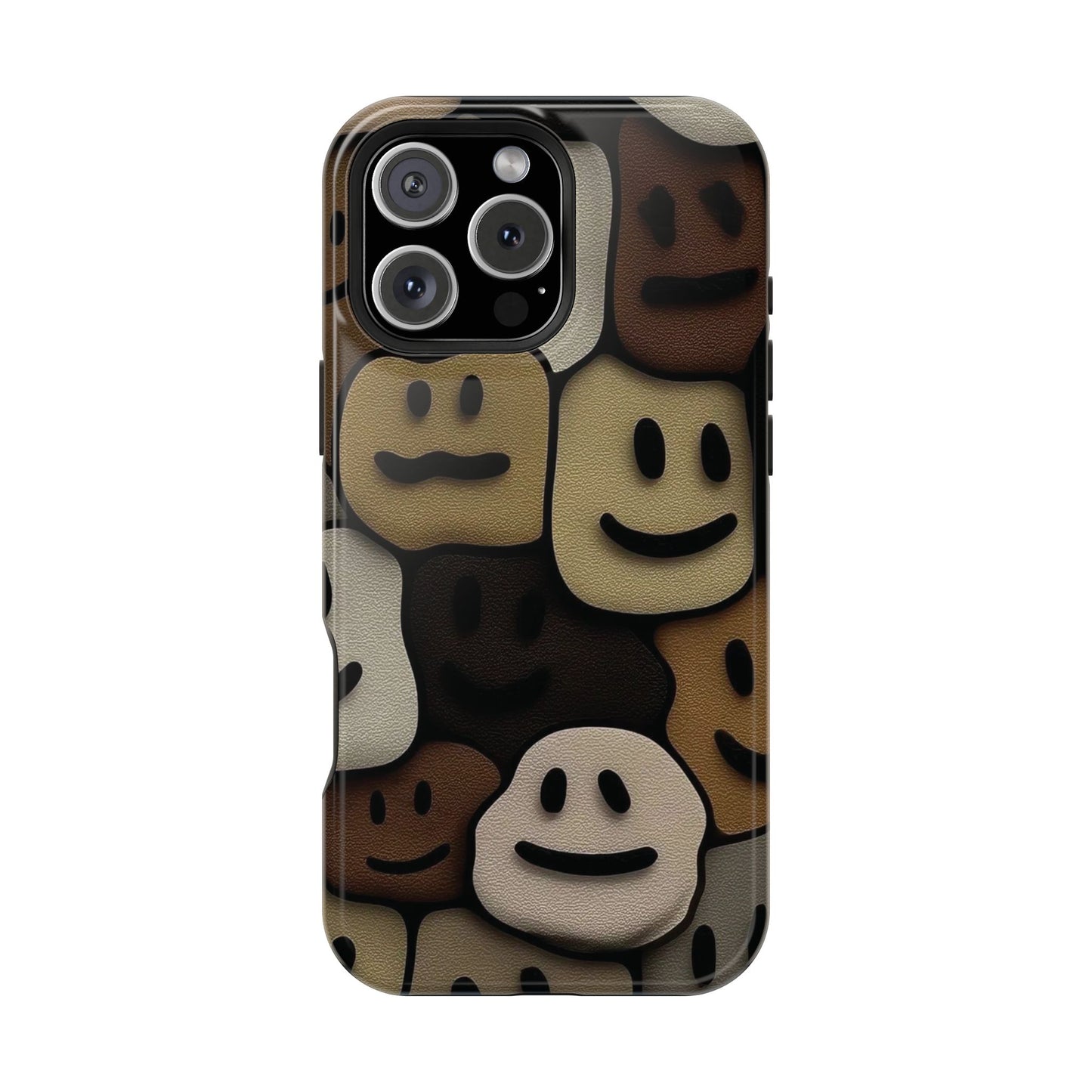 Magnetic Impact-Resistant Case — Brown Smiley Tile Phone Cover