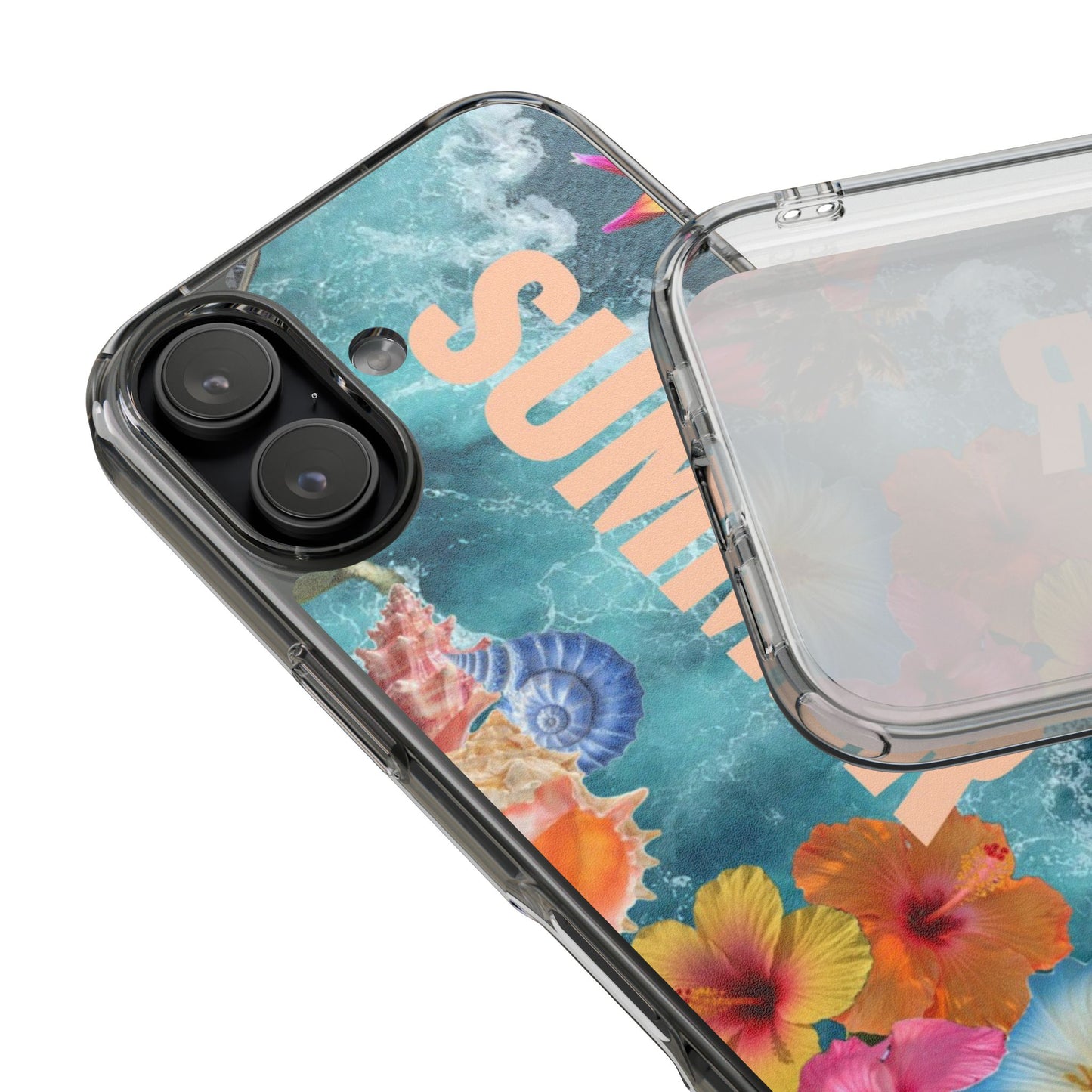 Summer Floral Clear Impact Phone Case — "SUMMER" Tropical Hibiscus Design
