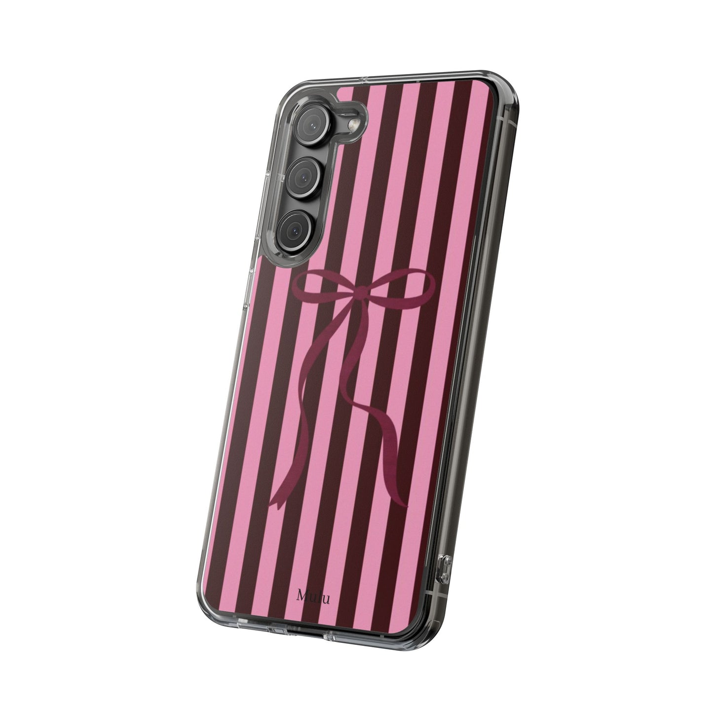 Pink Striped Ribbon Clear Impact-Resistant Phone Case