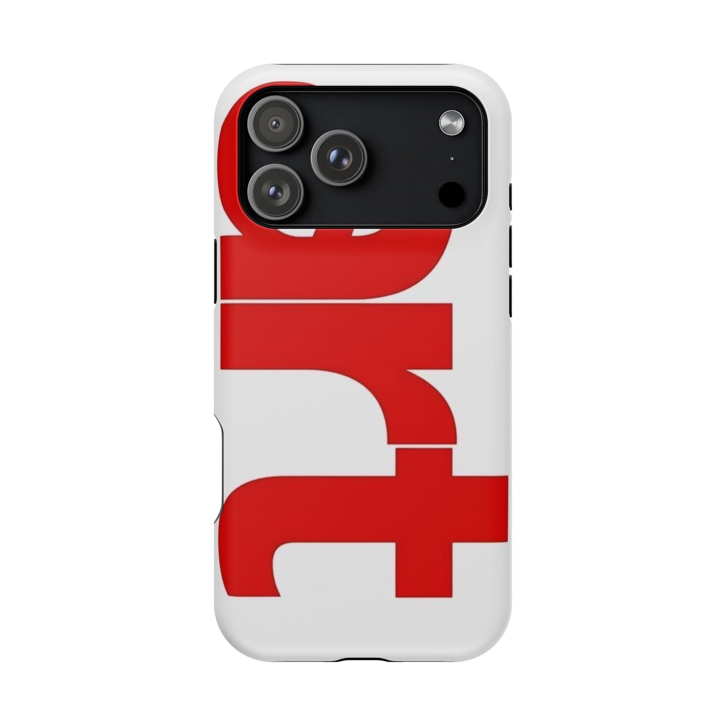 Magnetic Impact-Resistant Phone Case — Bold Red Typographic Design
