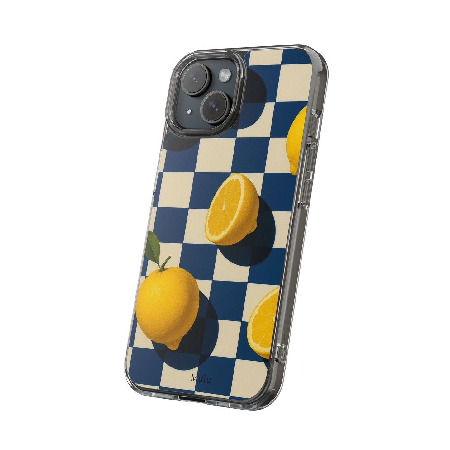 Clear Impact-Resistant Case — Retro Checkered Lemons Phone Case