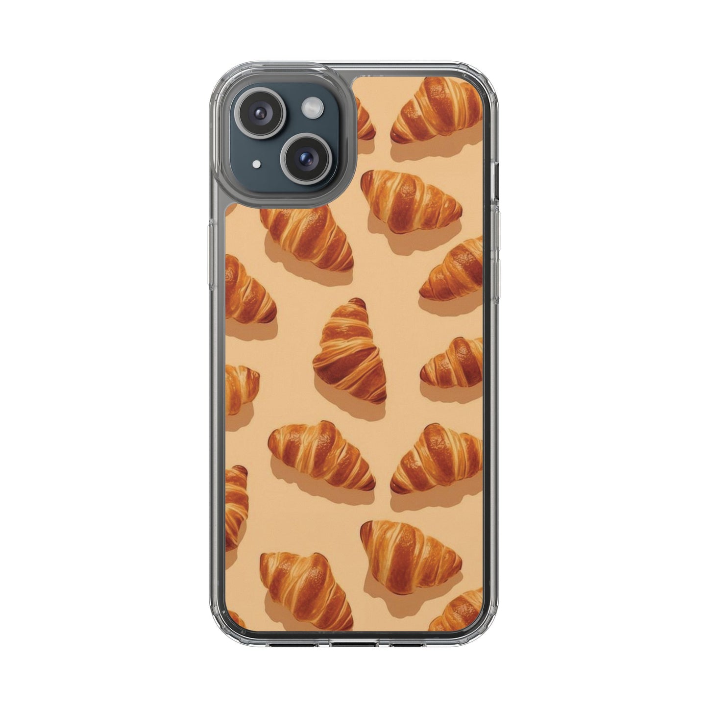 Croissant Pattern Clear Phone Case — Bakery-themed Transparent iPhone Cover