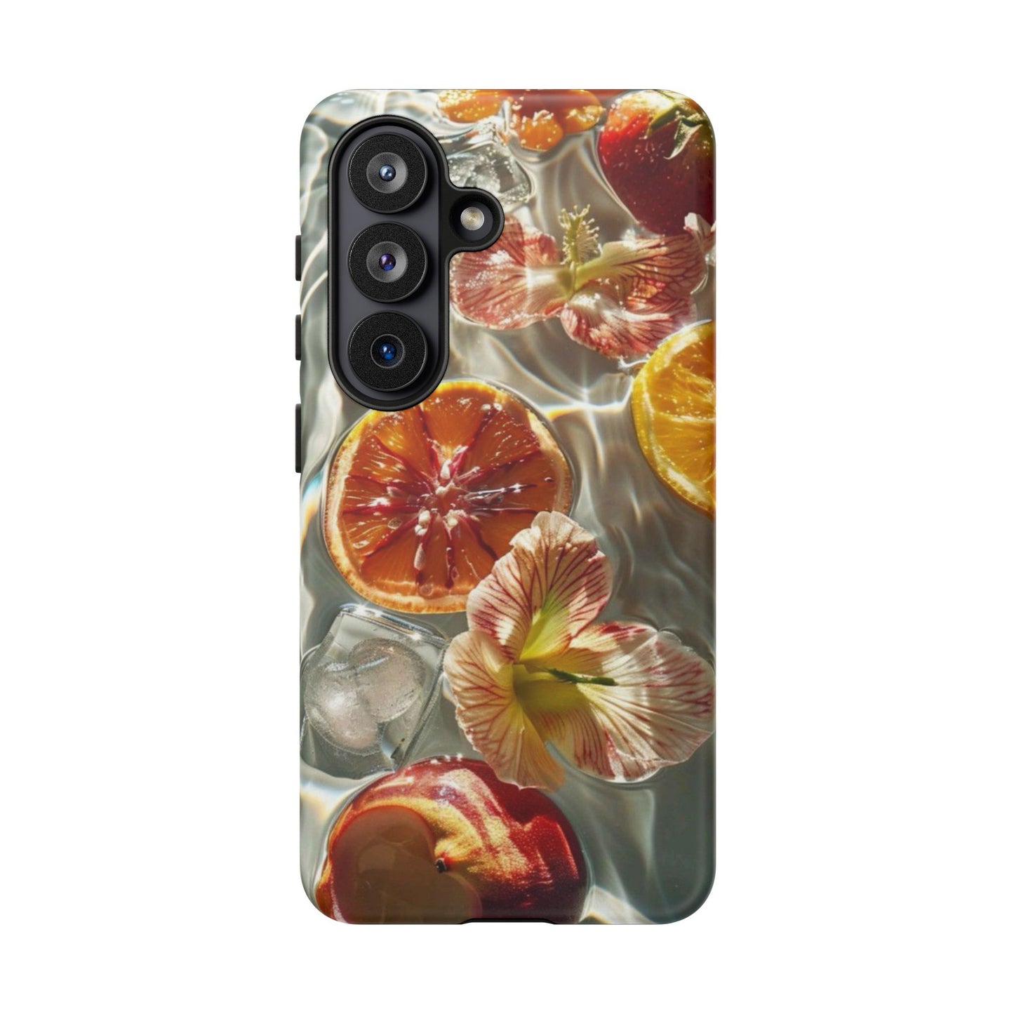 Citrus & Hibiscus Protective Phone Case – Summer Fruit Water Print Tough Case