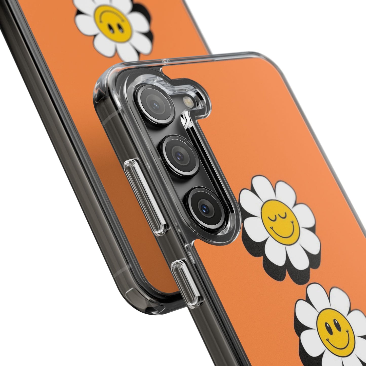 Phone Case — Orange Smiley Daisy Clear Impact‑Resistant Case