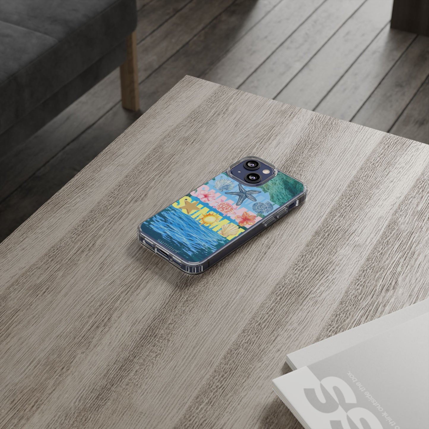 Clear Summer Beach Phone Case — Impact‑Resistant Tropical Design