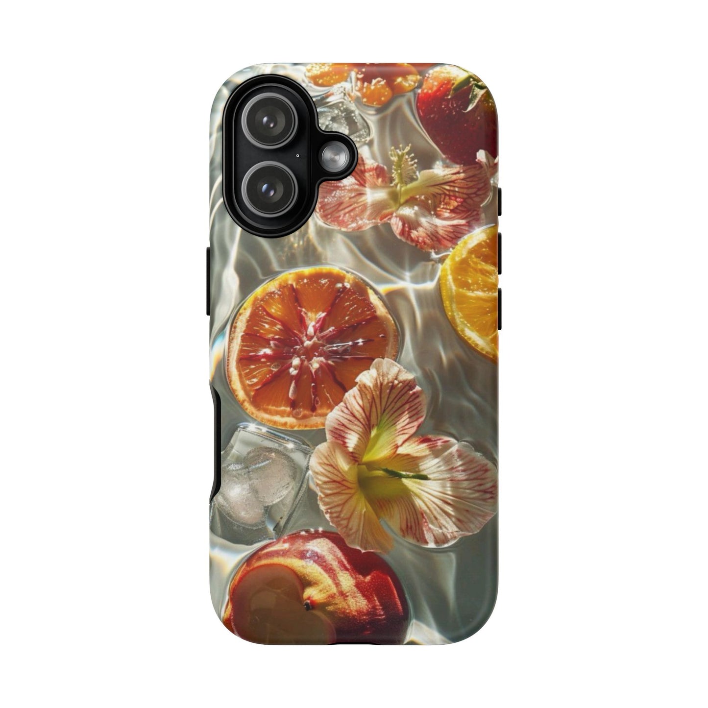 Citrus & Hibiscus Protective Phone Case – Summer Fruit Water Print Tough Case