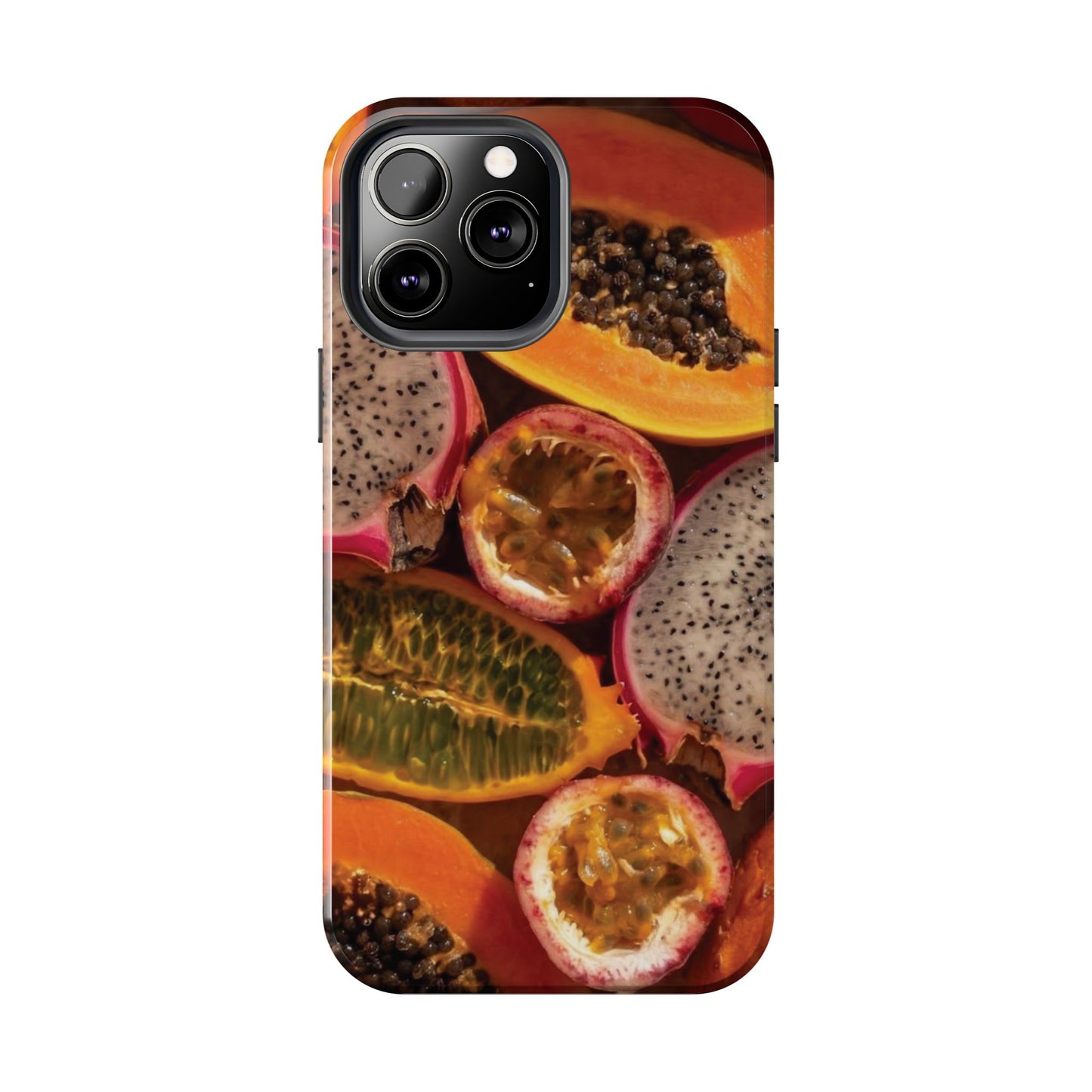 Tropical Fruit Tough Phone Case — Papaya & Dragon Fruit Design