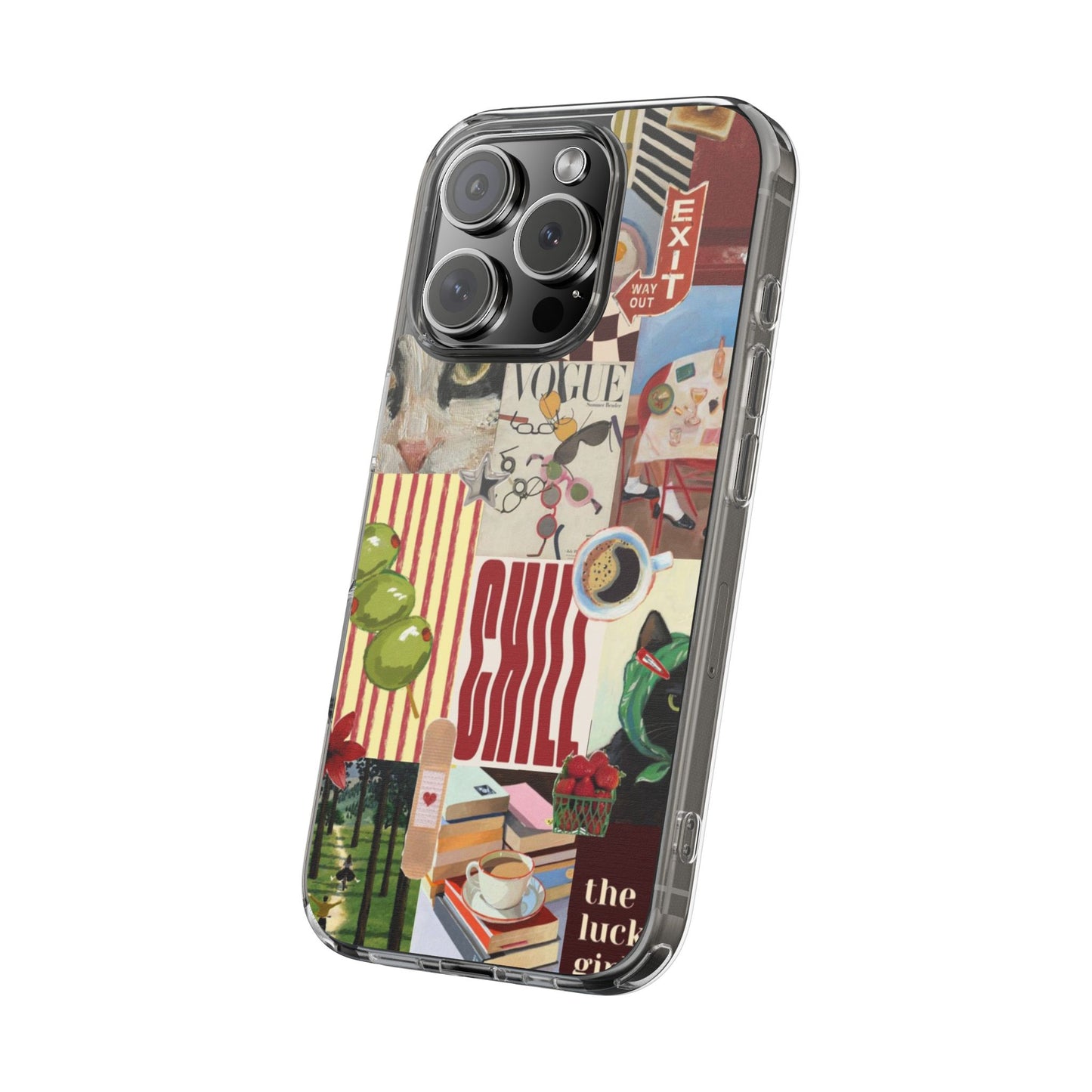 Collage Vintage Aesthetic Clear Impact-Resistant Phone Case