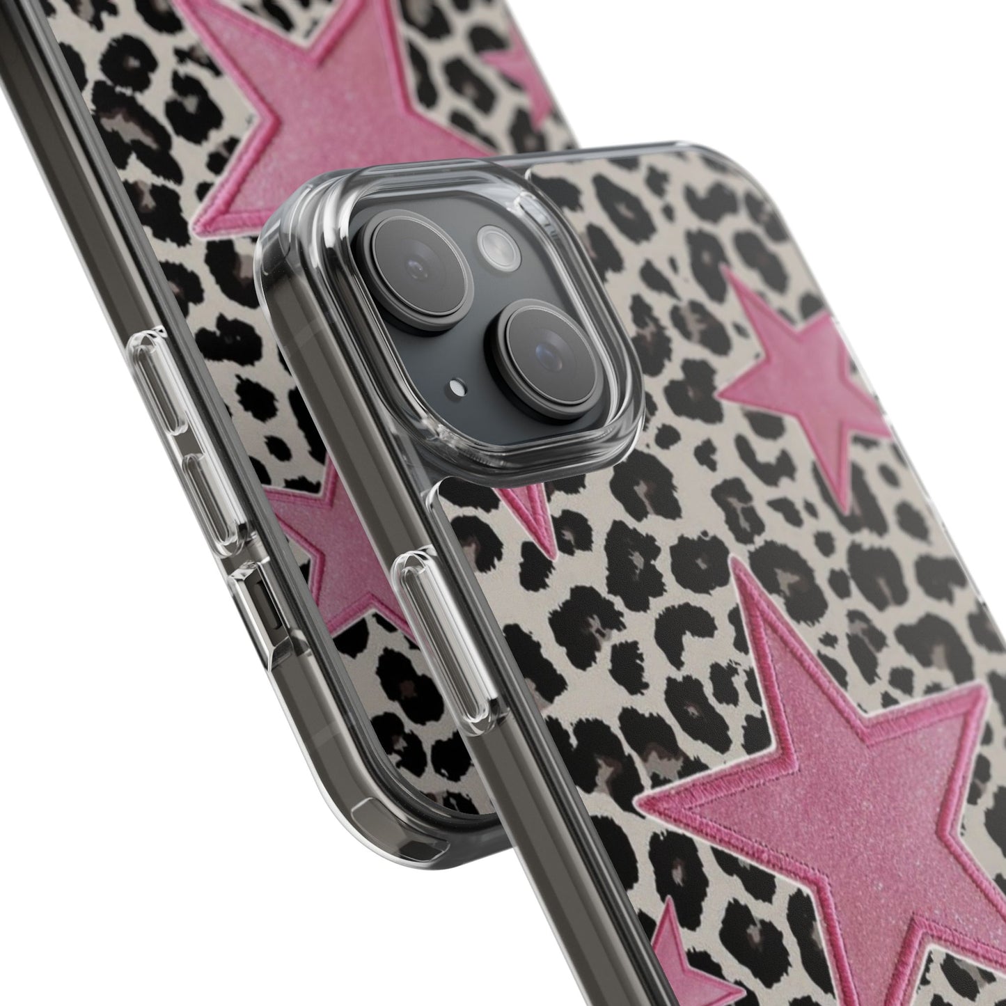 Pink Star Leopard Clear Impact Phone Case