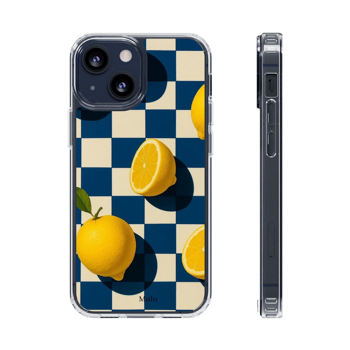 Clear Impact-Resistant Case — Retro Checkered Lemons Phone Case
