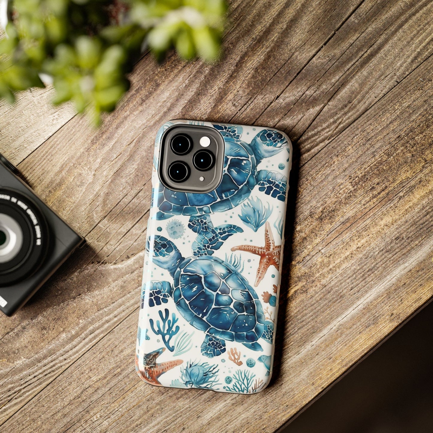 Sea Turtle Tough Phone Case — Blue Ocean Marine Life Protective Cover