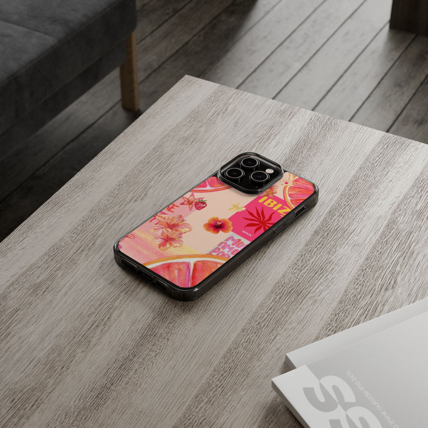 Clear Impact Phone Case — Pink Ibiza Citrus Floral Design